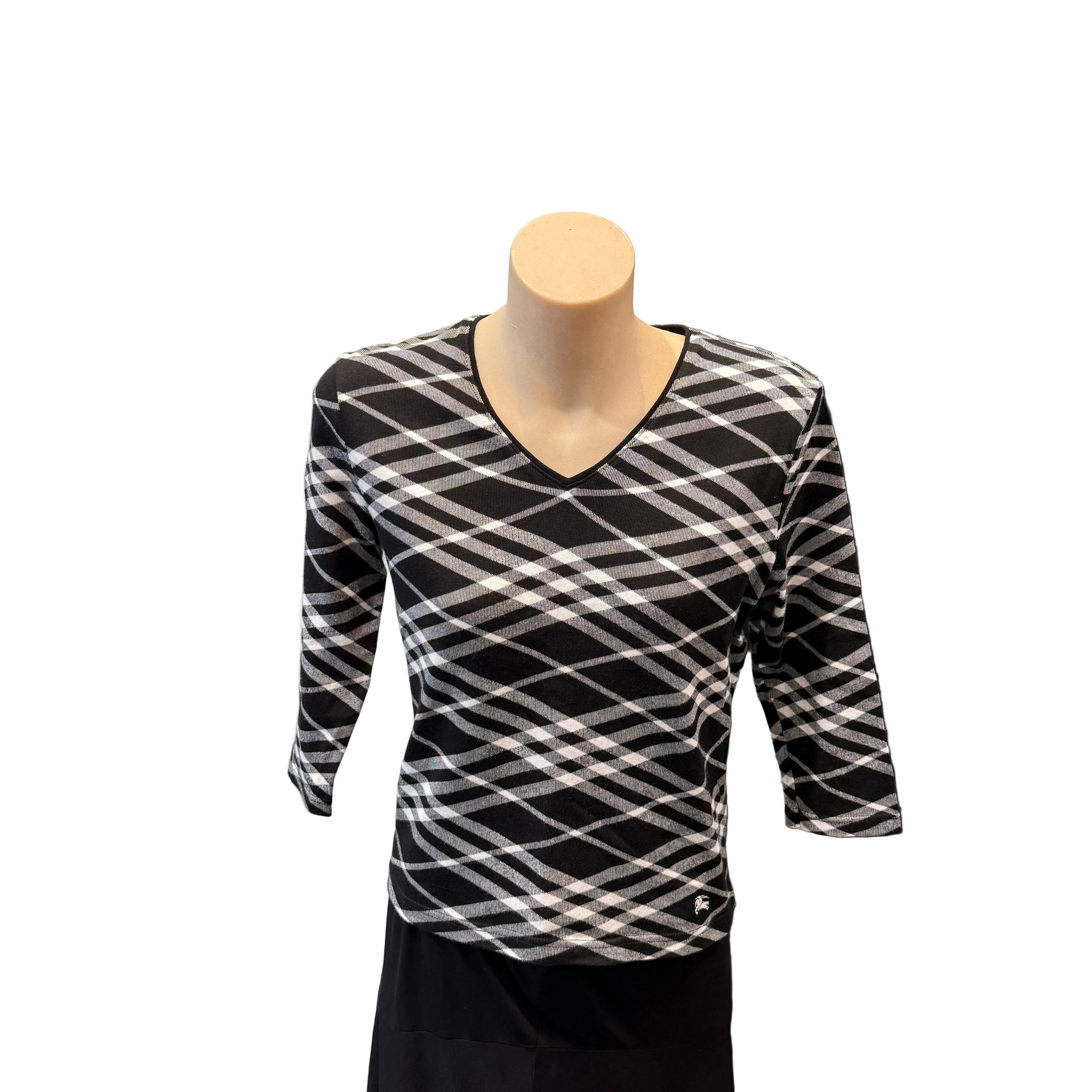 Burberry Elbow Sleeve Striped Sweater Black 38 - Lost Designer