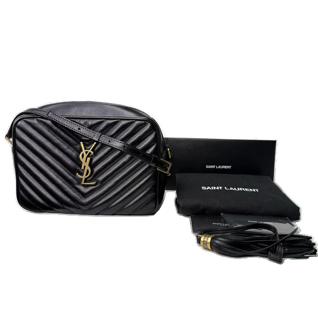 Yves Saint Laurent YSL Lou Quilted Camera Bag Leather Black - Lost Designer