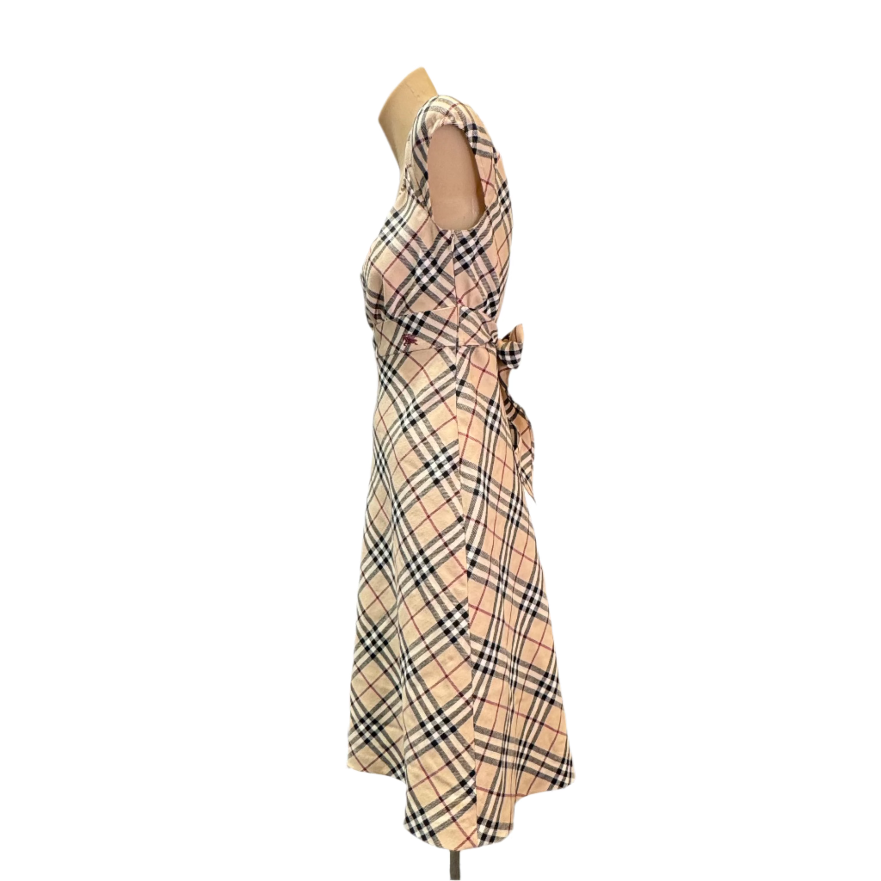 Beige Burberry sleeveless check dress size 38