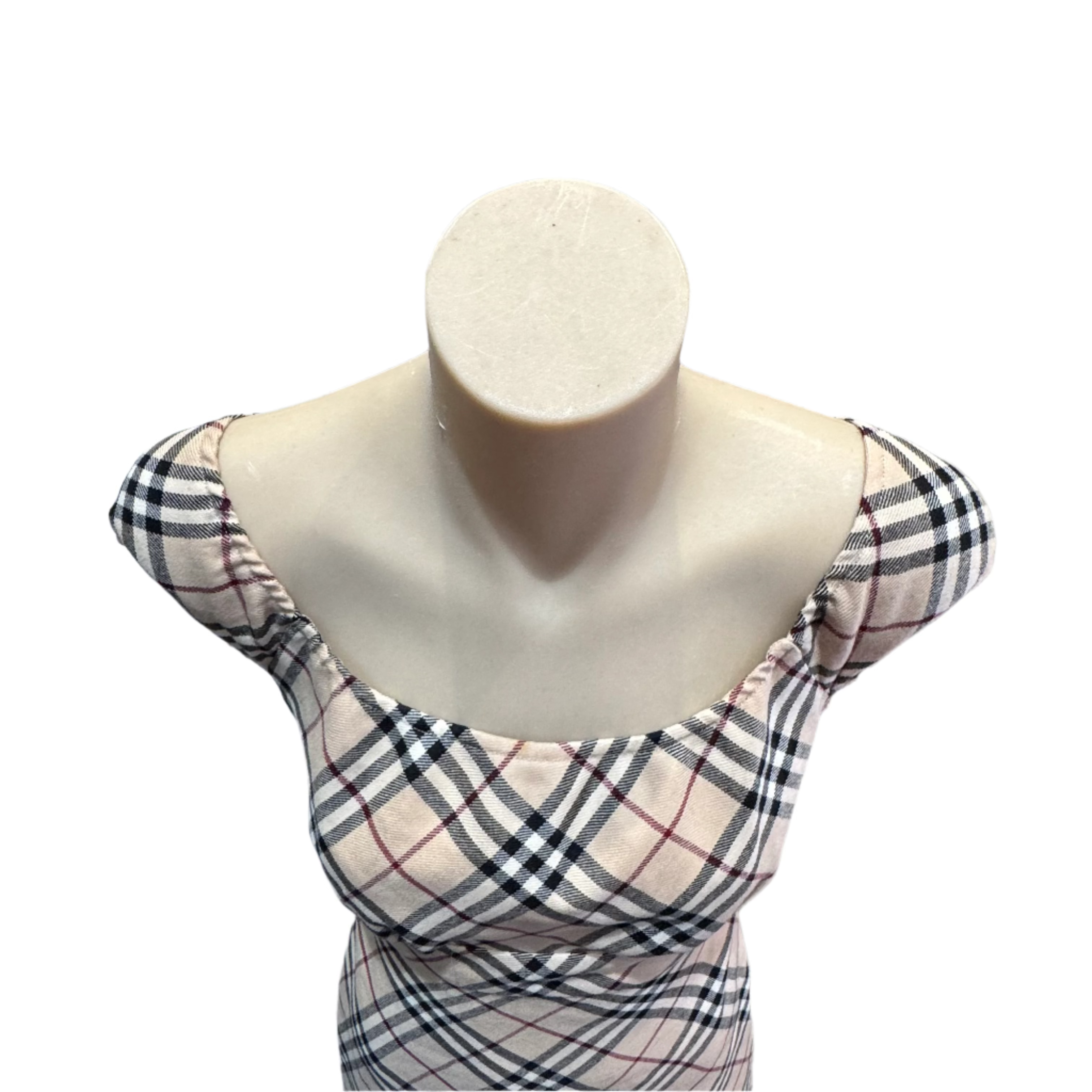 Beige Burberry sleeveless check dress size 38