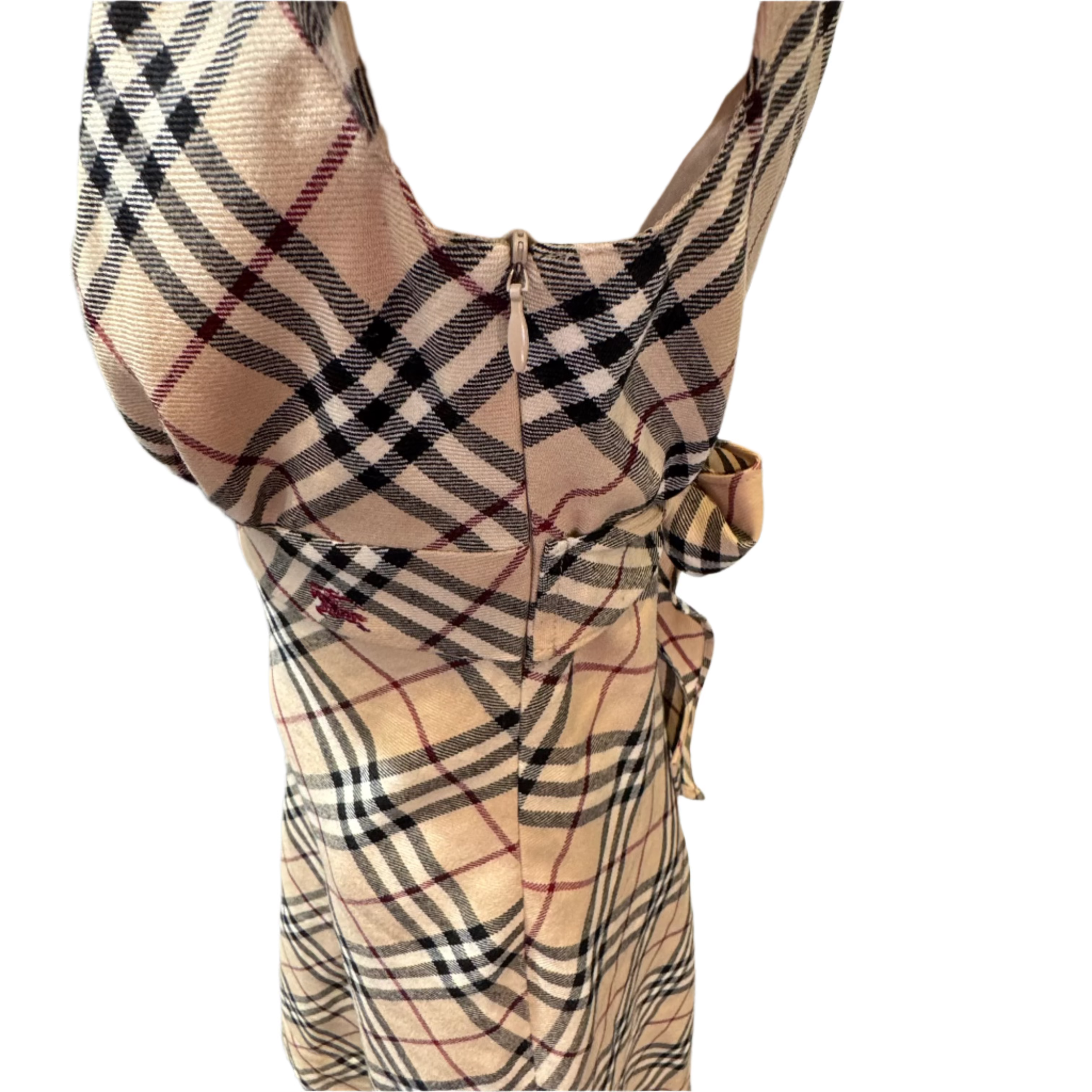Beige Burberry sleeveless check dress size 38