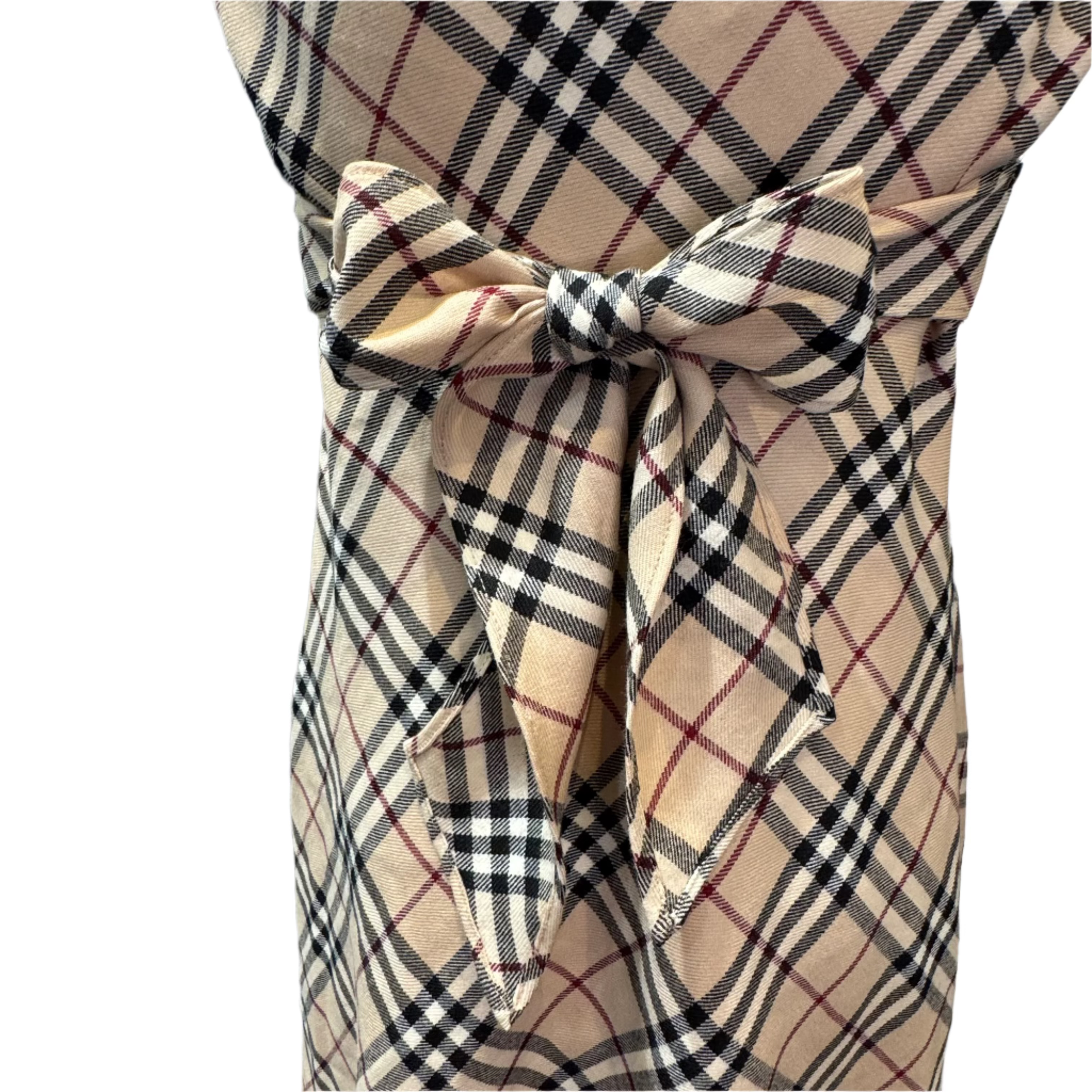 Beige Burberry sleeveless check dress size 38