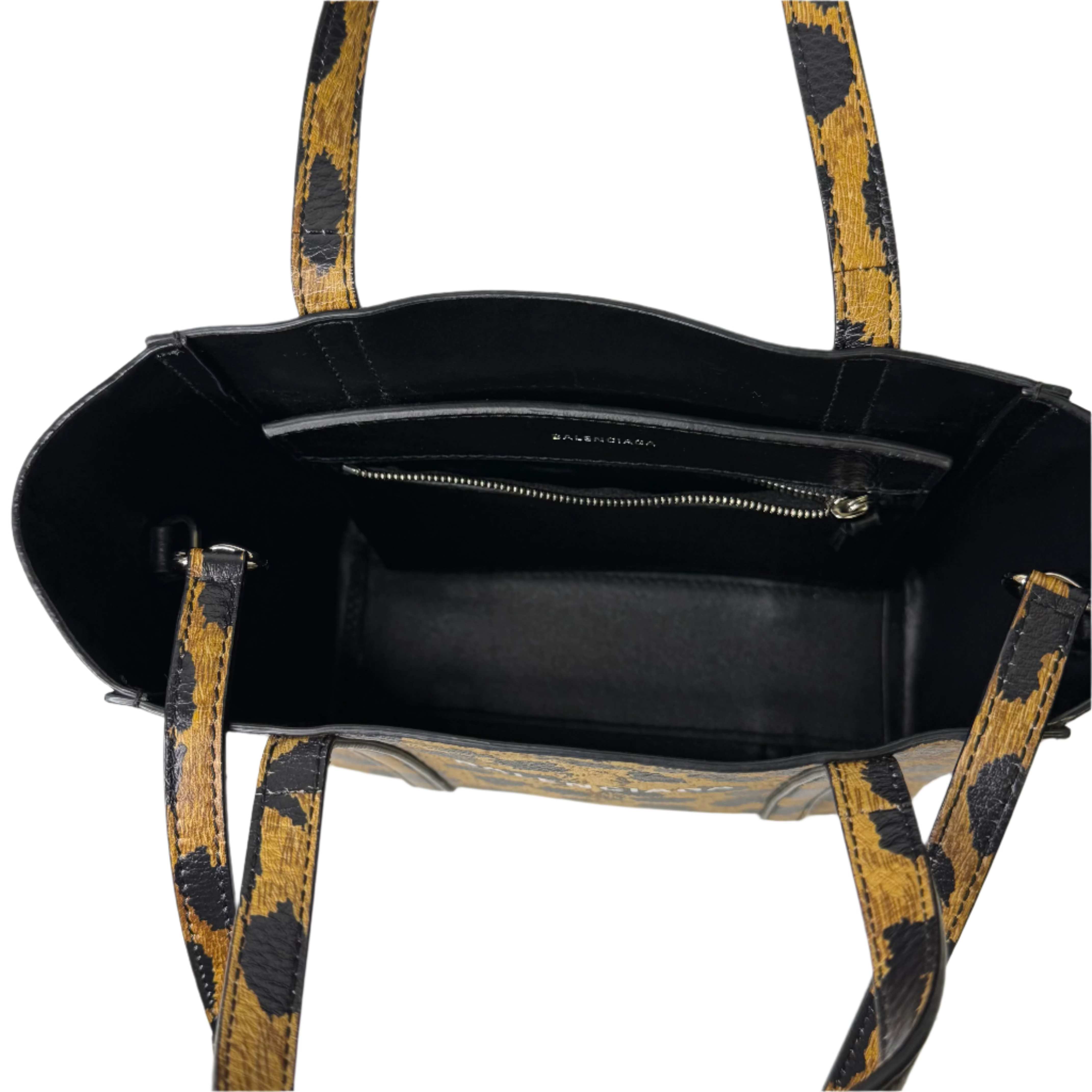 Balenciaga Calfskin Printed Leopard XXS Everyday Tote Bag w Strap