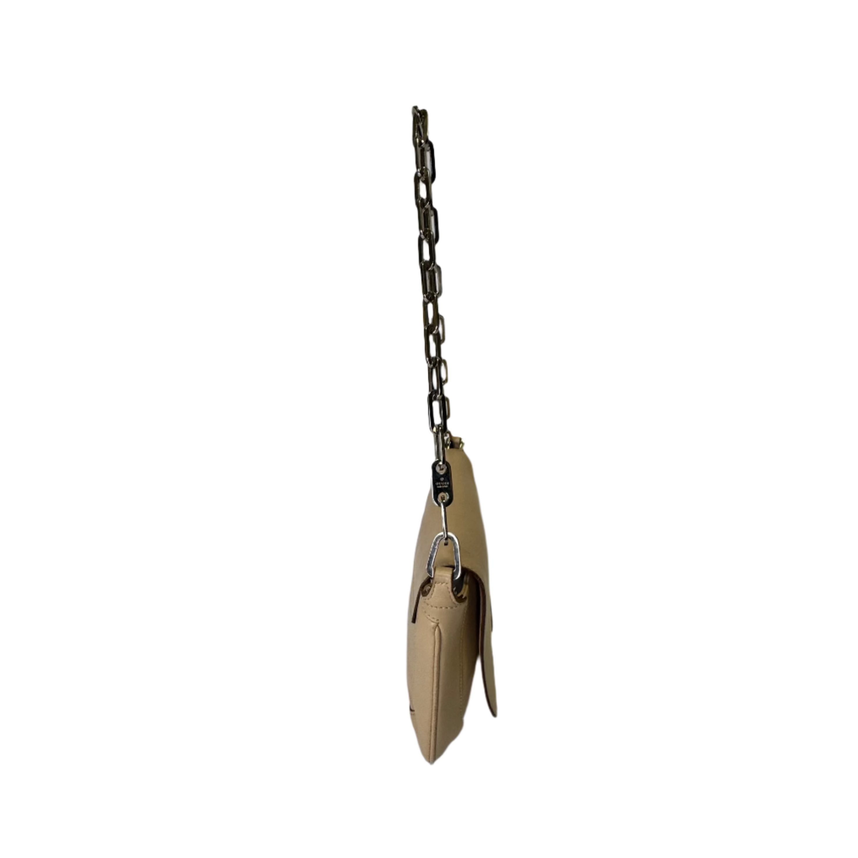 Gucci Chain Flap Shoulder Bag Leather beige
