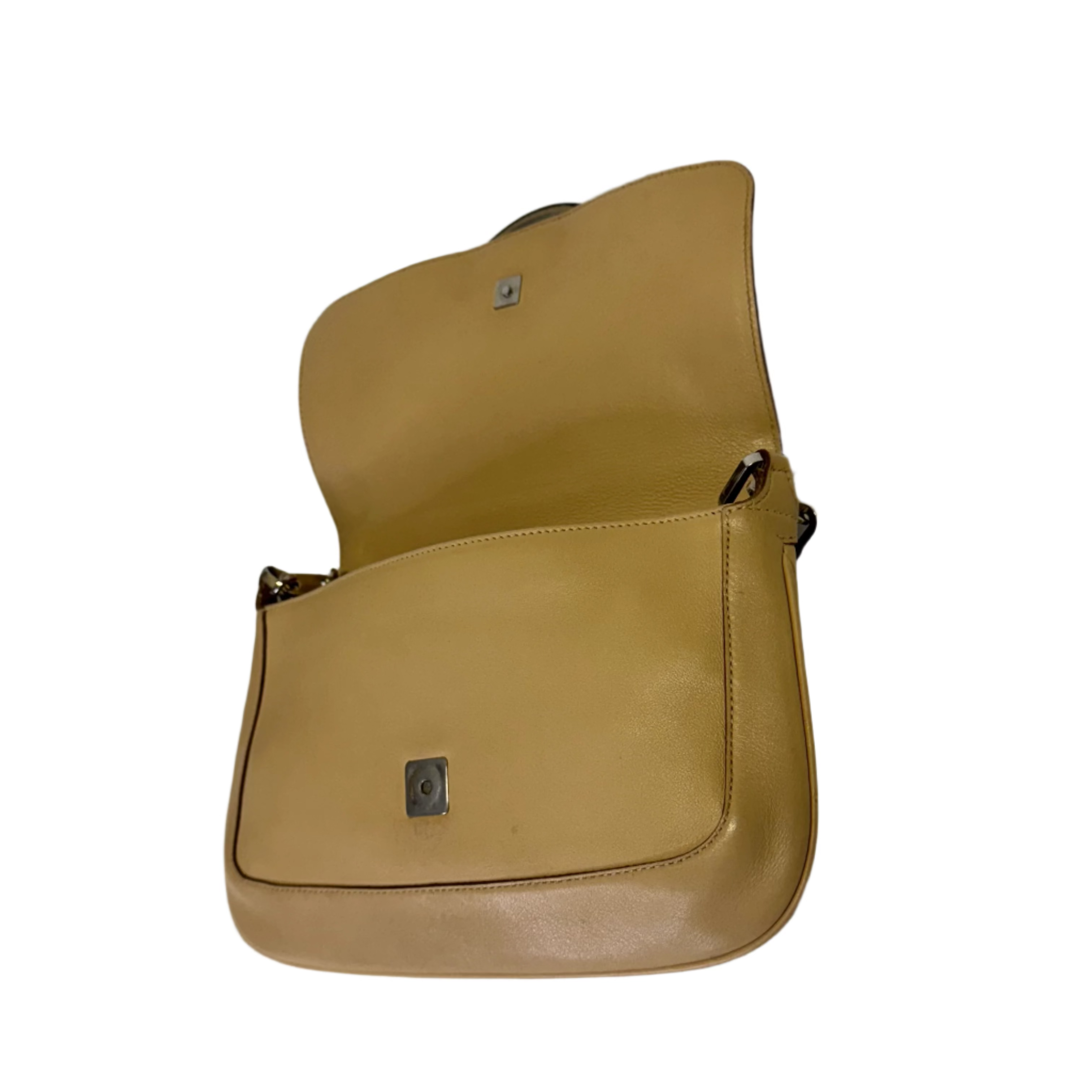Gucci Chain Flap Shoulder Bag Leather beige