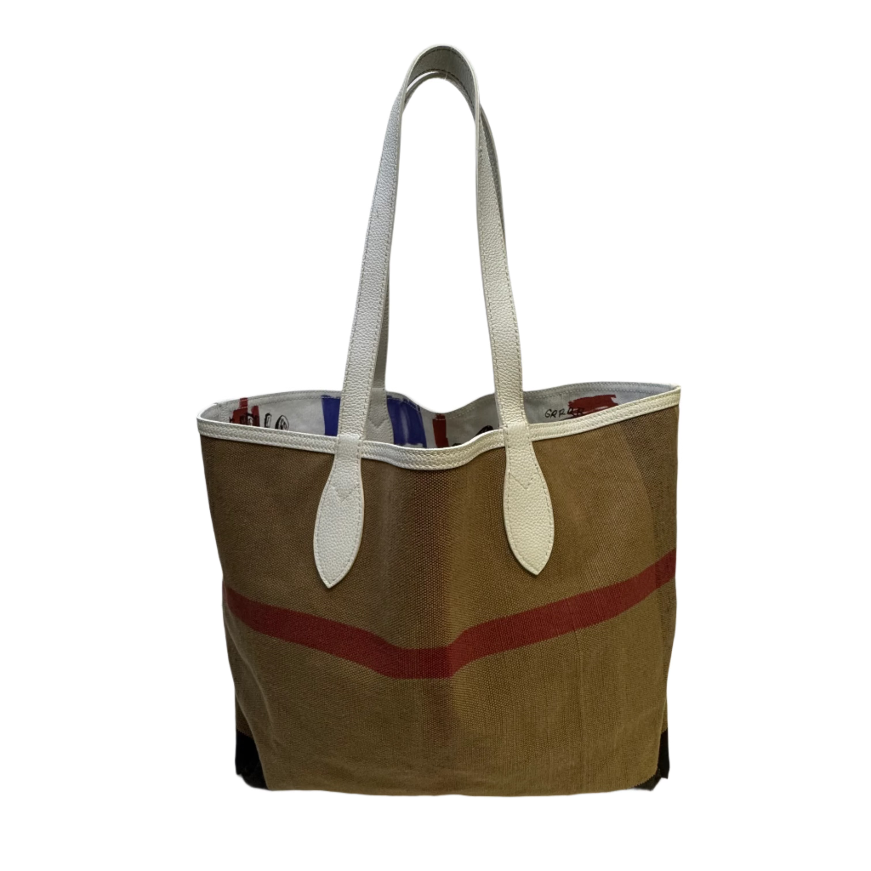 Burberry Canvas House Check Union Jack Sketchbook Reversible Doodle Tote