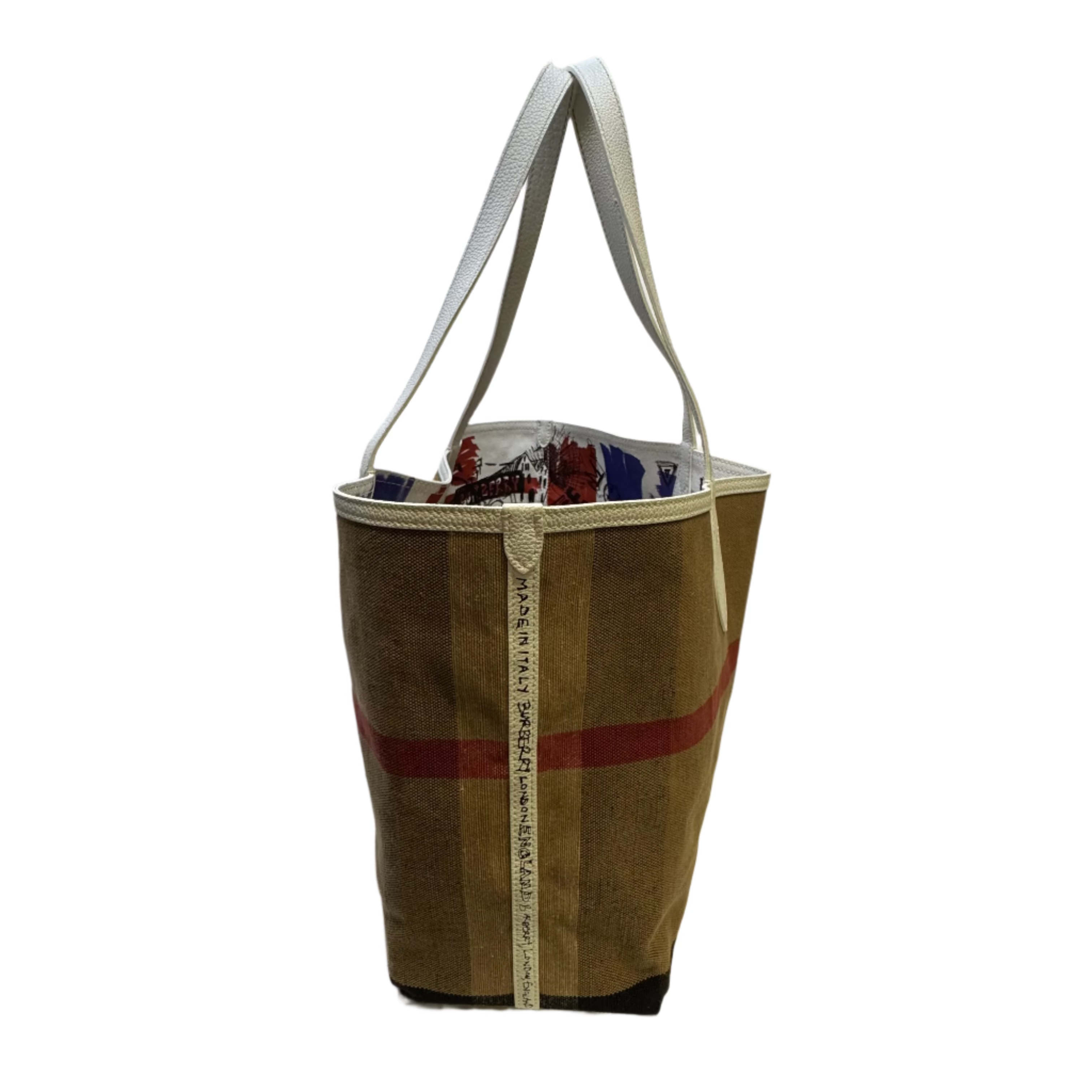 Burberry Canvas House Check Union Jack Sketchbook Reversible Doodle Tote