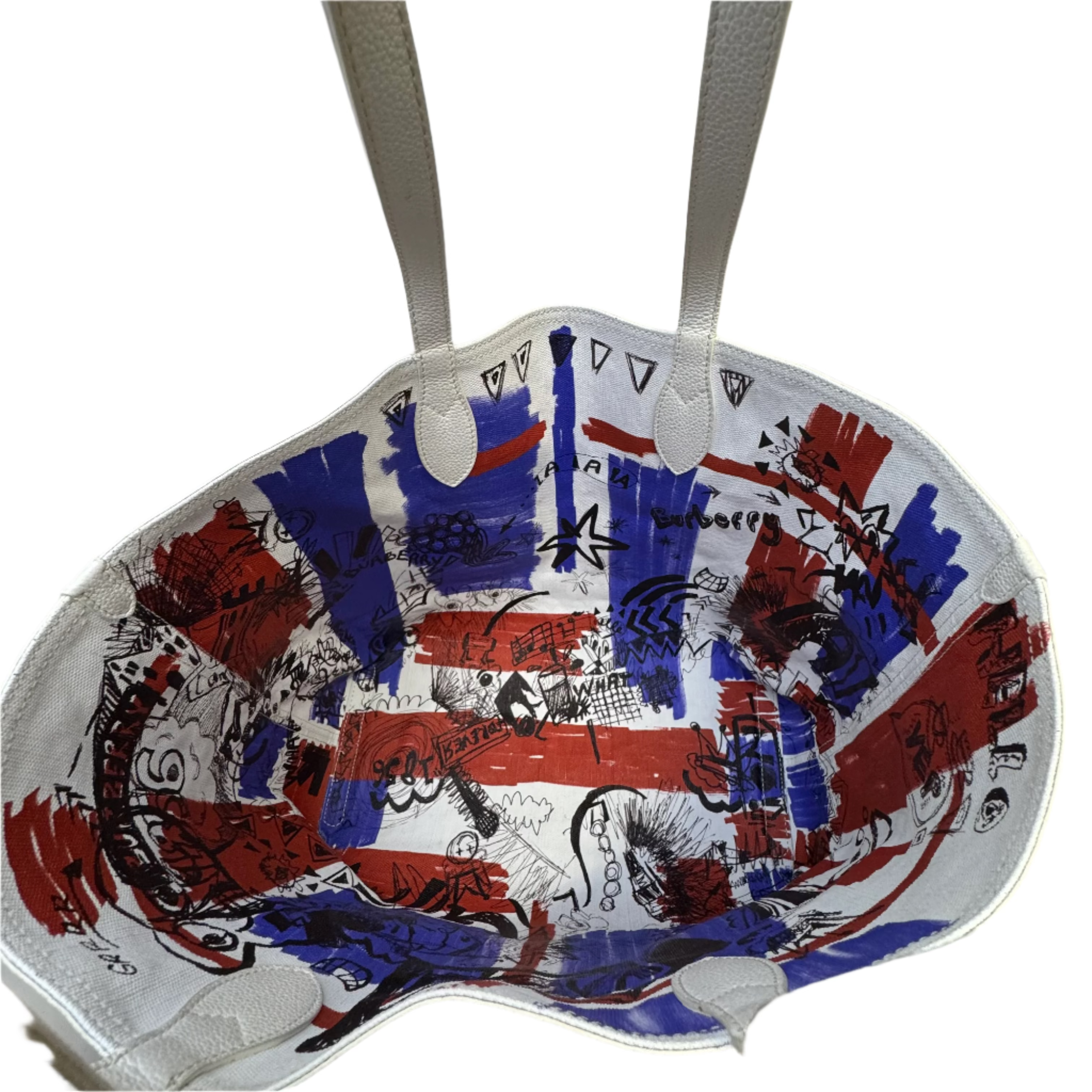 Burberry Canvas House Check Union Jack Sketchbook Reversible Doodle Tote