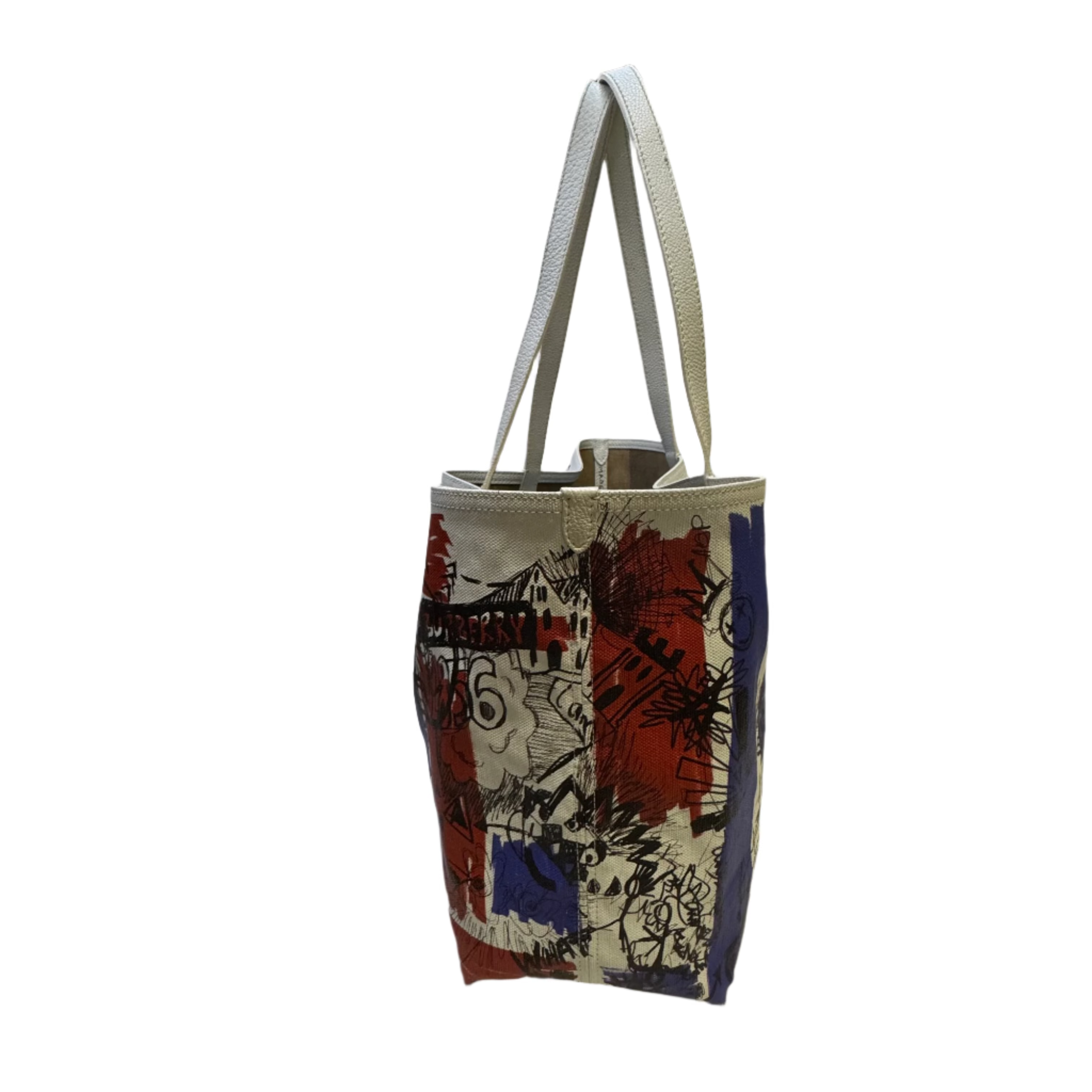 Burberry Canvas House Check Union Jack Sketchbook Reversible Doodle Tote
