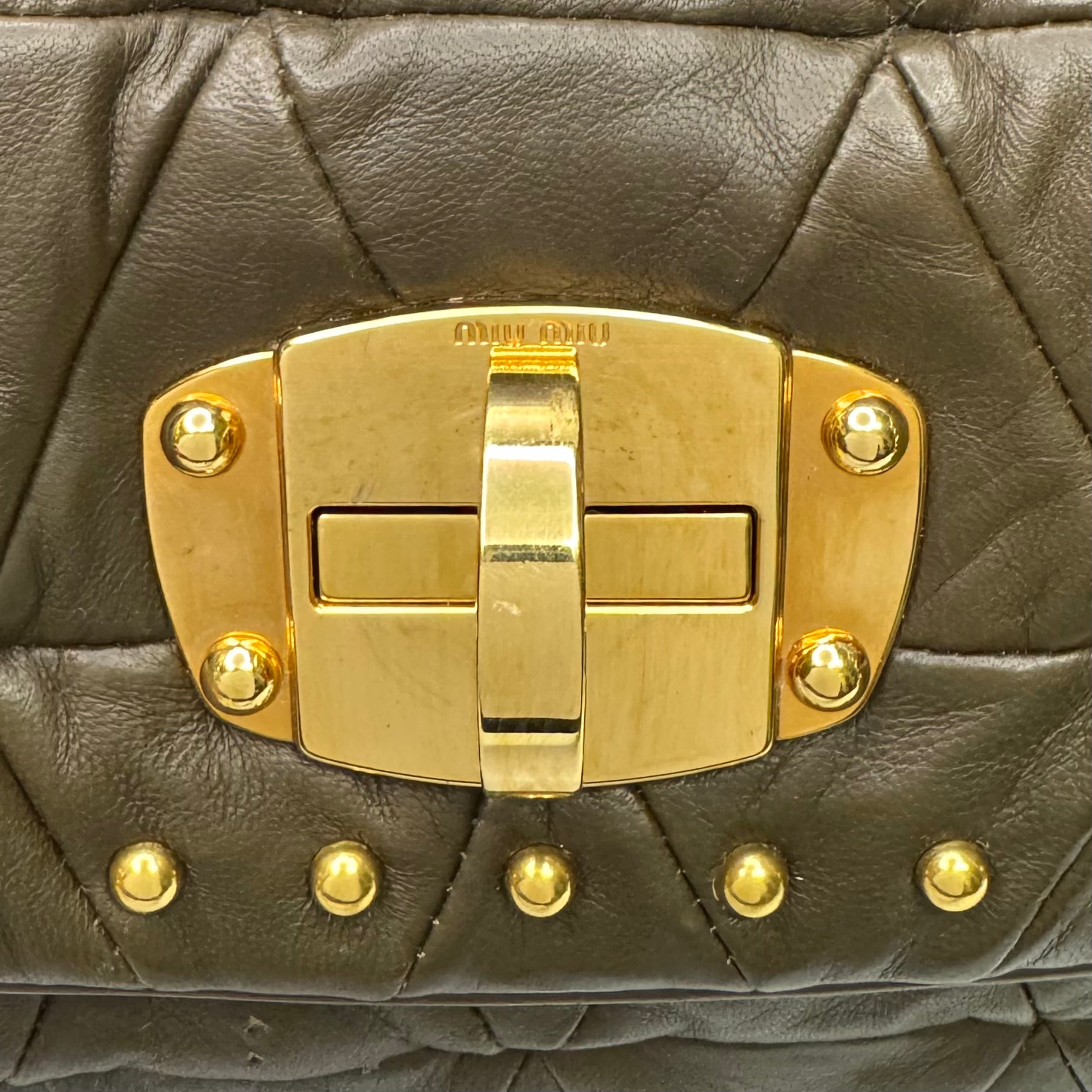 Miu Miu Nappa Quilted Studded Tote Bag Black