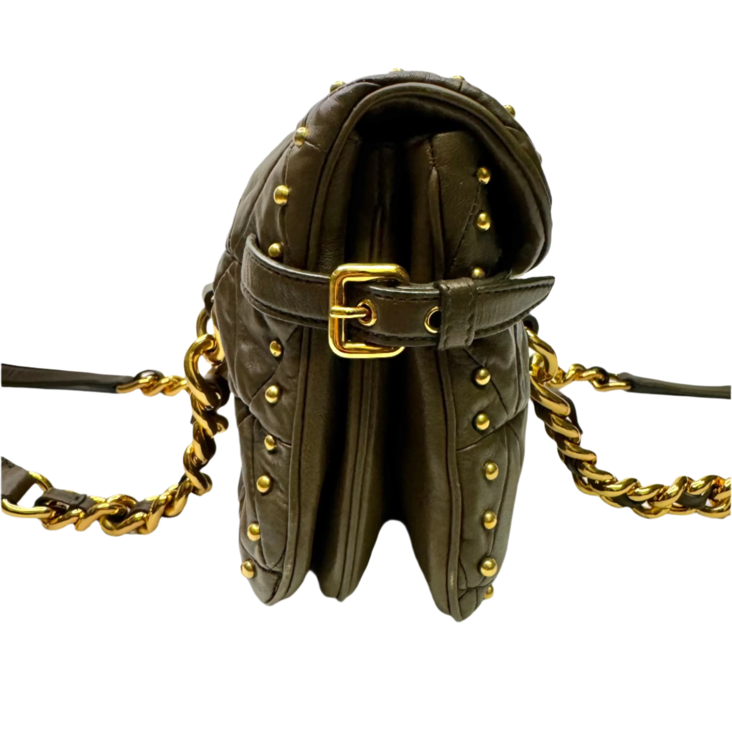 Miu Miu Nappa Quilted Studded Tote Bag Black