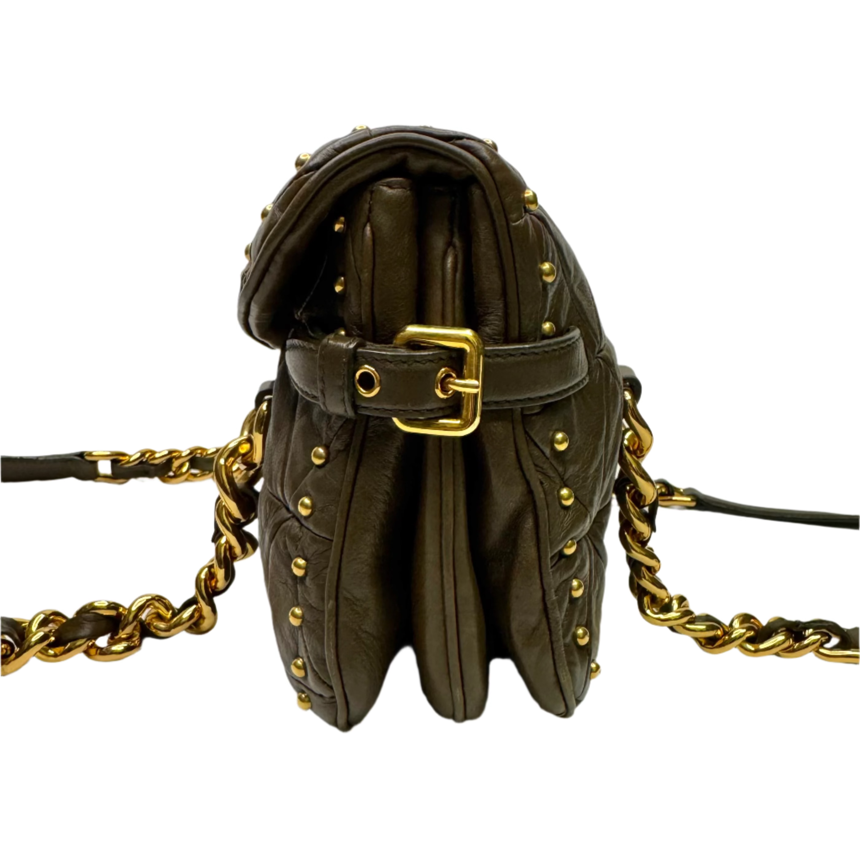 Miu Miu Nappa Quilted Studded Tote Bag Black