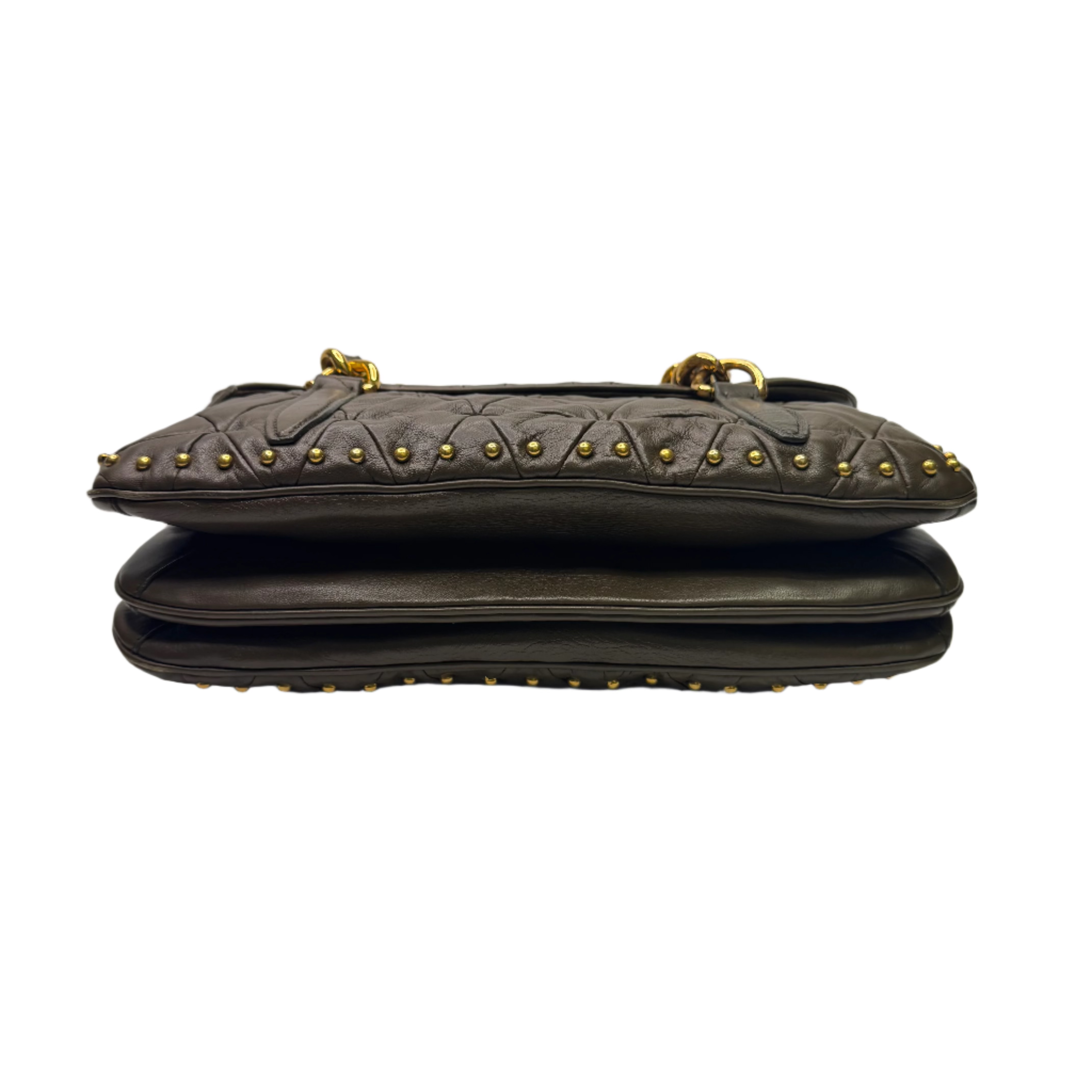Miu Miu Nappa Quilted Studded Tote Bag Black
