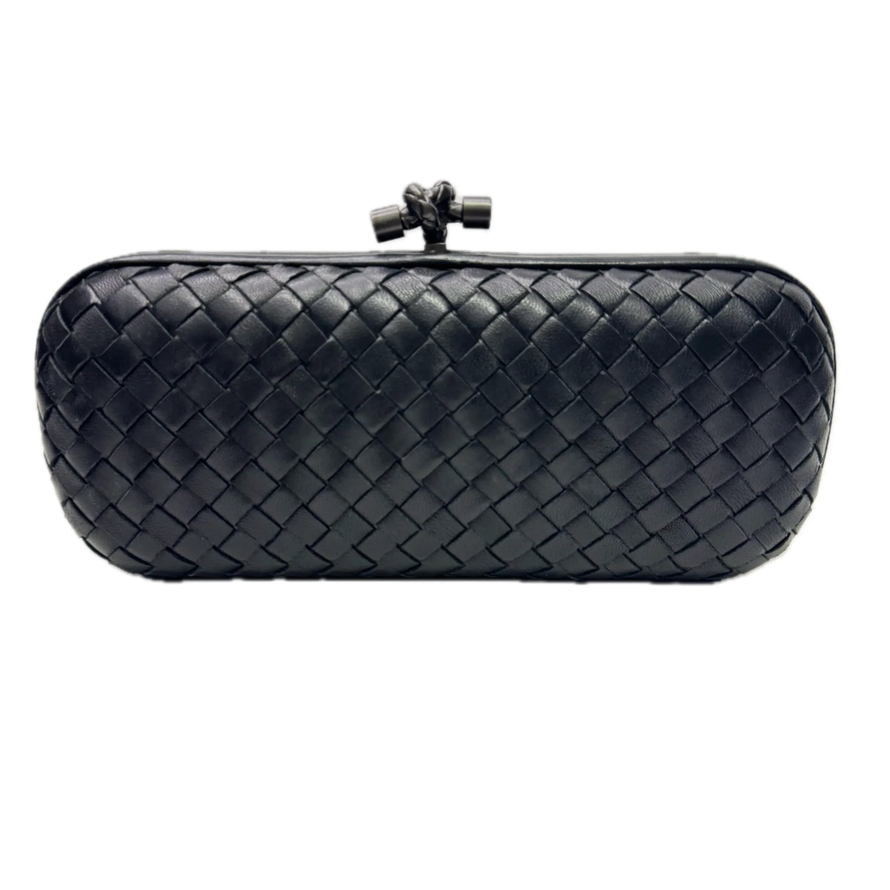 Bottega Veneta Intrecciato Leather Long Knot Clutch Black