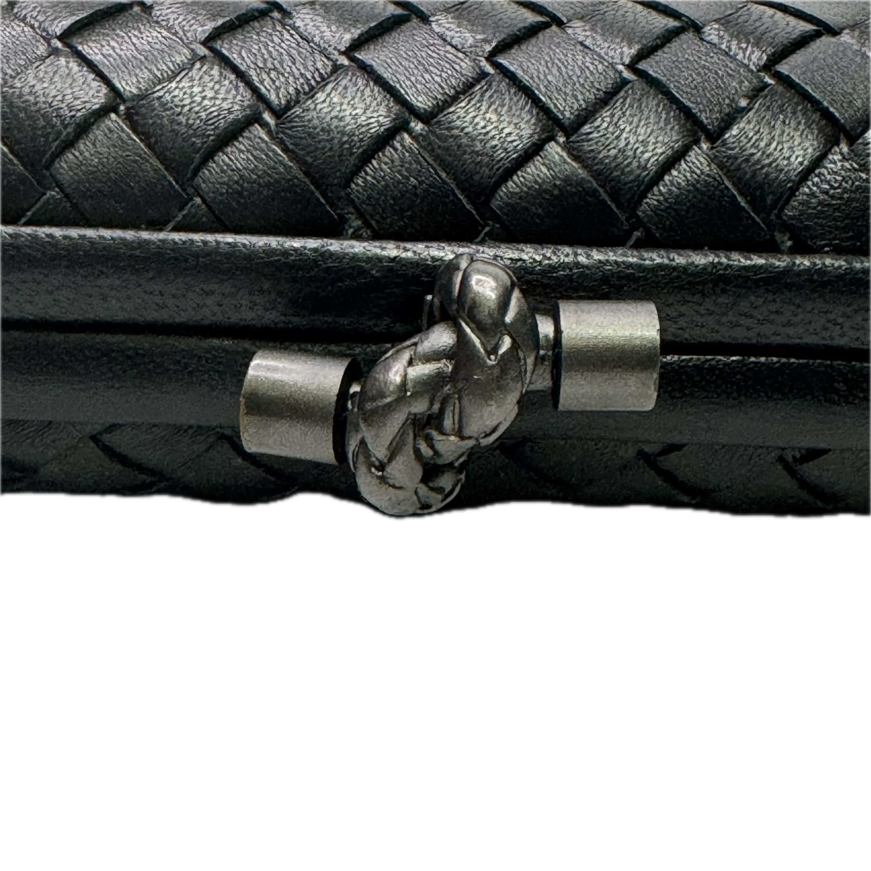 Bottega Veneta Intrecciato Leather Long Knot Clutch Black