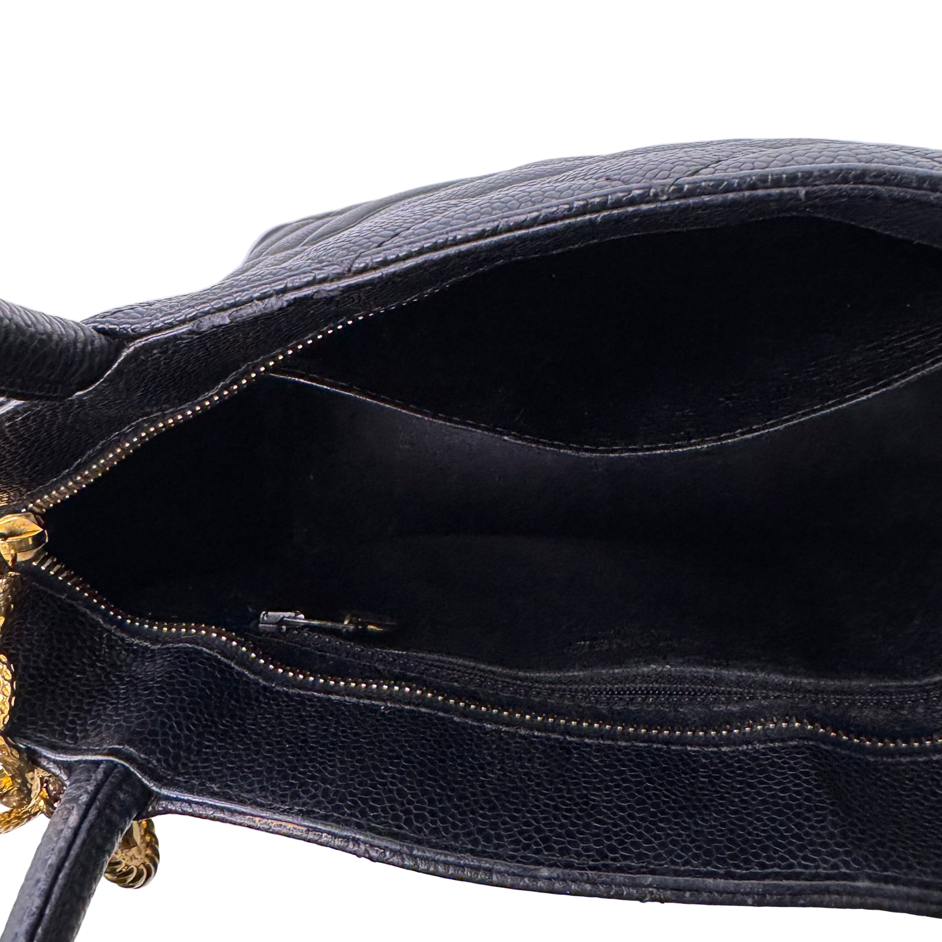 Chanel Medalion Tote Bag Grained Calfskin Leather Black