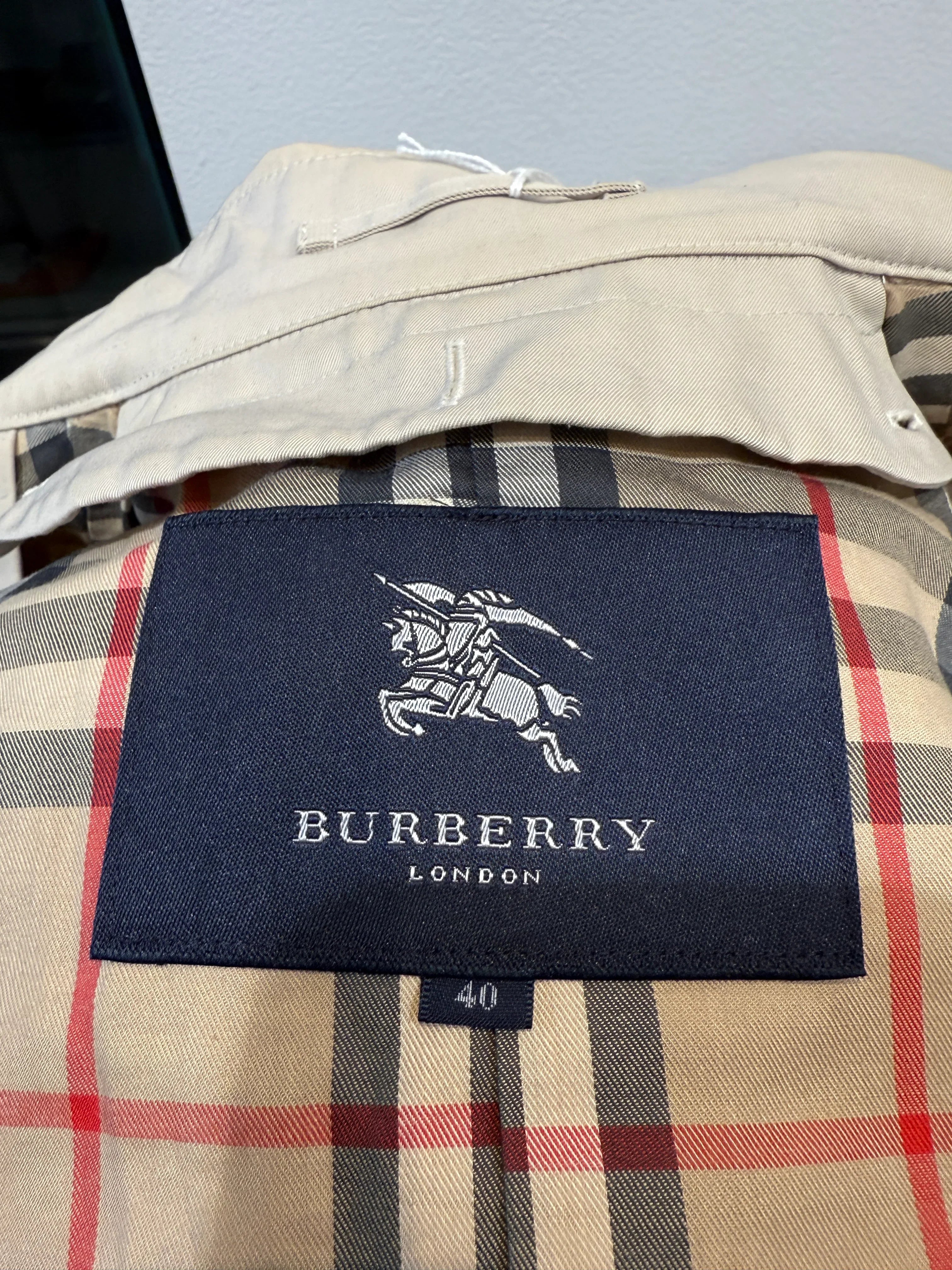 Burberry Coat Cotton Beige Check 40