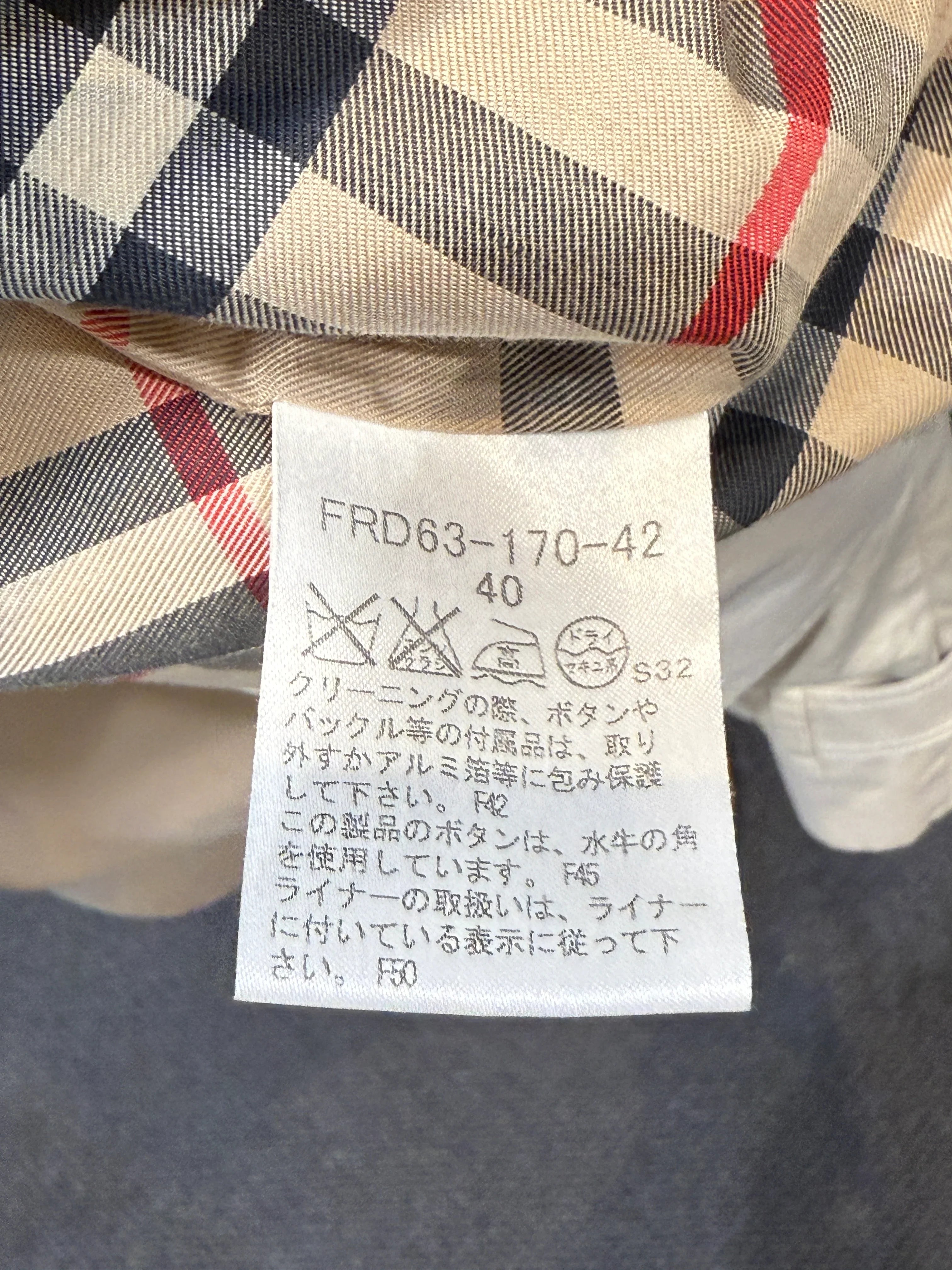 Burberry Coat Cotton Beige Check 40
