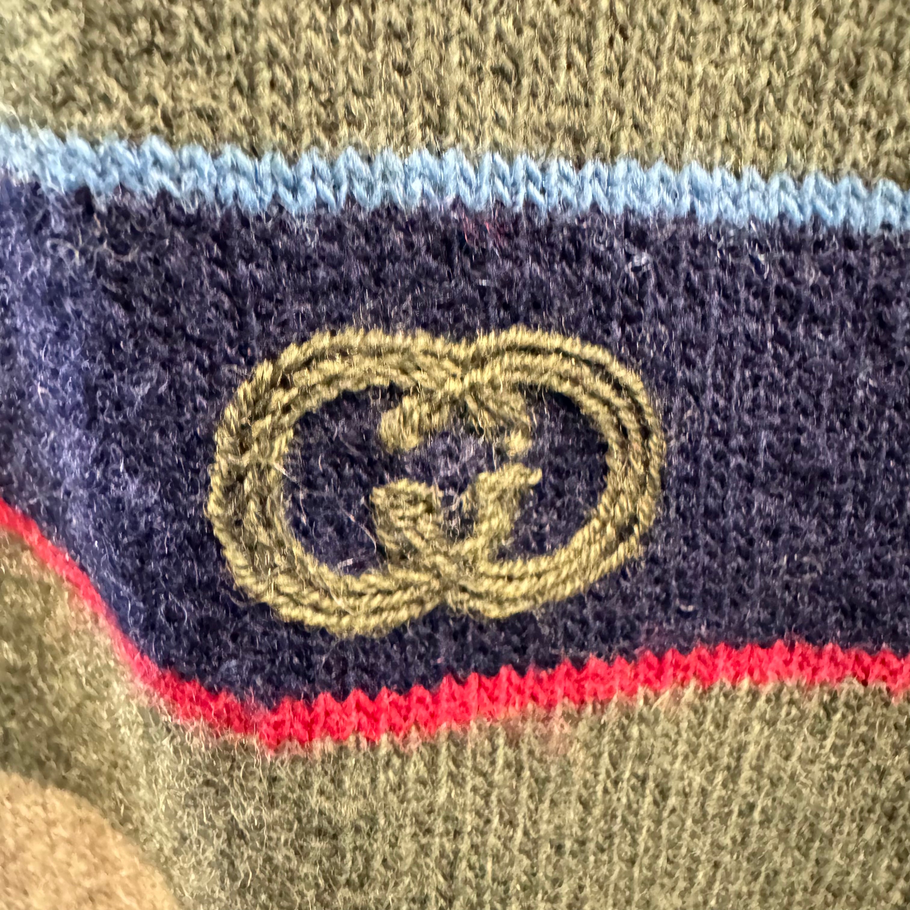 Gucci Henley Sweater Shirt Lambs Wool Khaki Medium