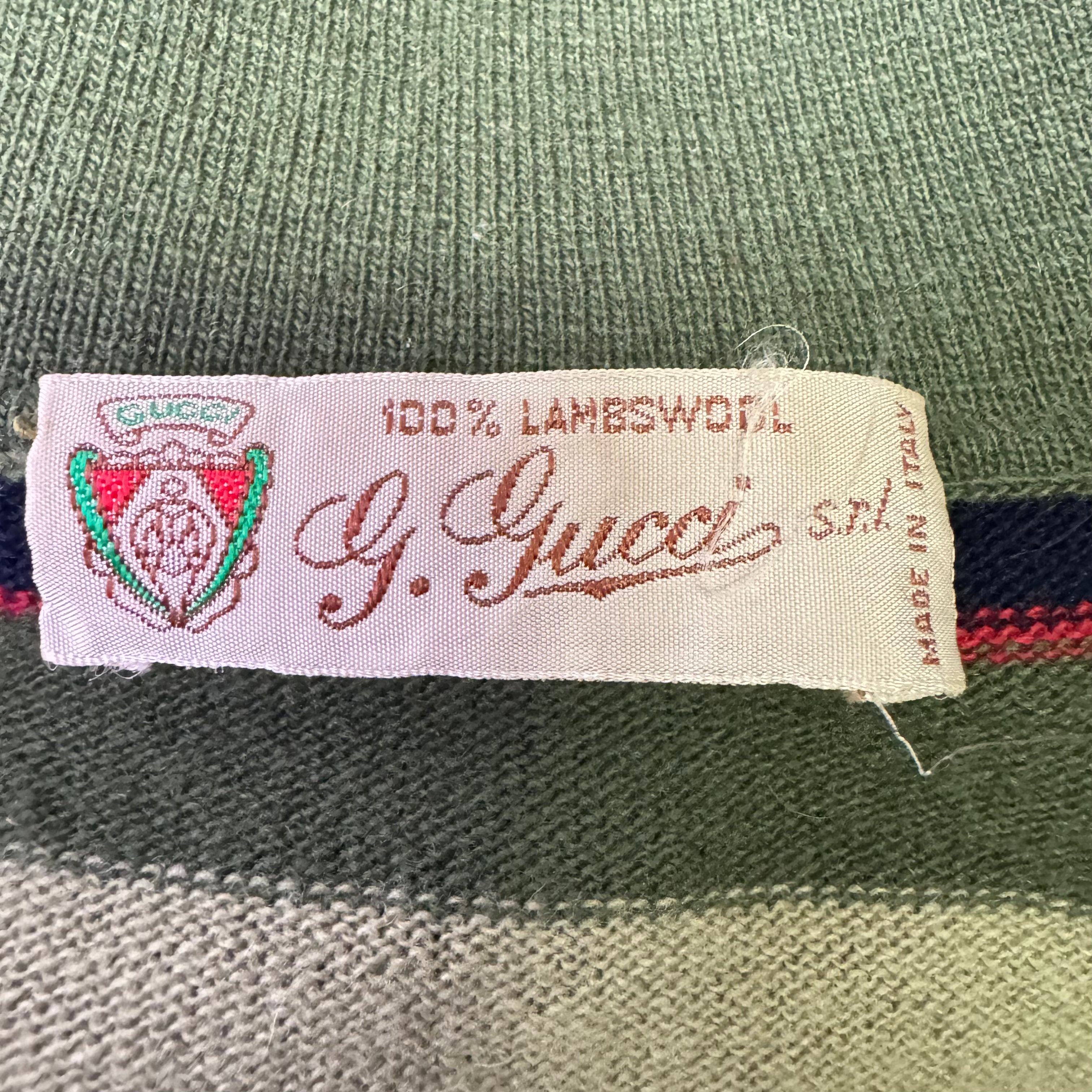 Gucci Henley Sweater Shirt Lambs Wool Khaki Medium