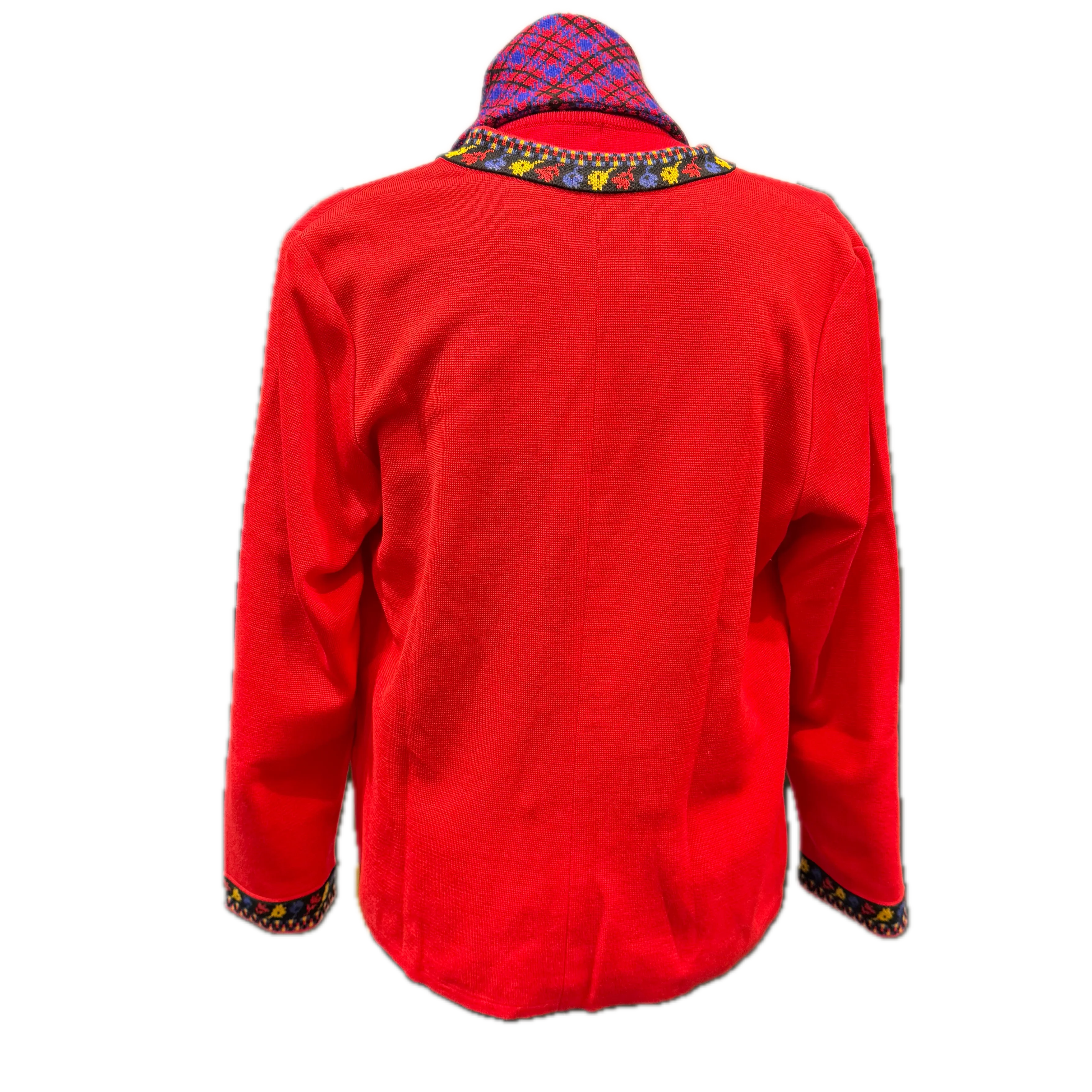 YSL Knitted Cardigan, Sweater and Scarf Set Wool Red M - Lost Designer