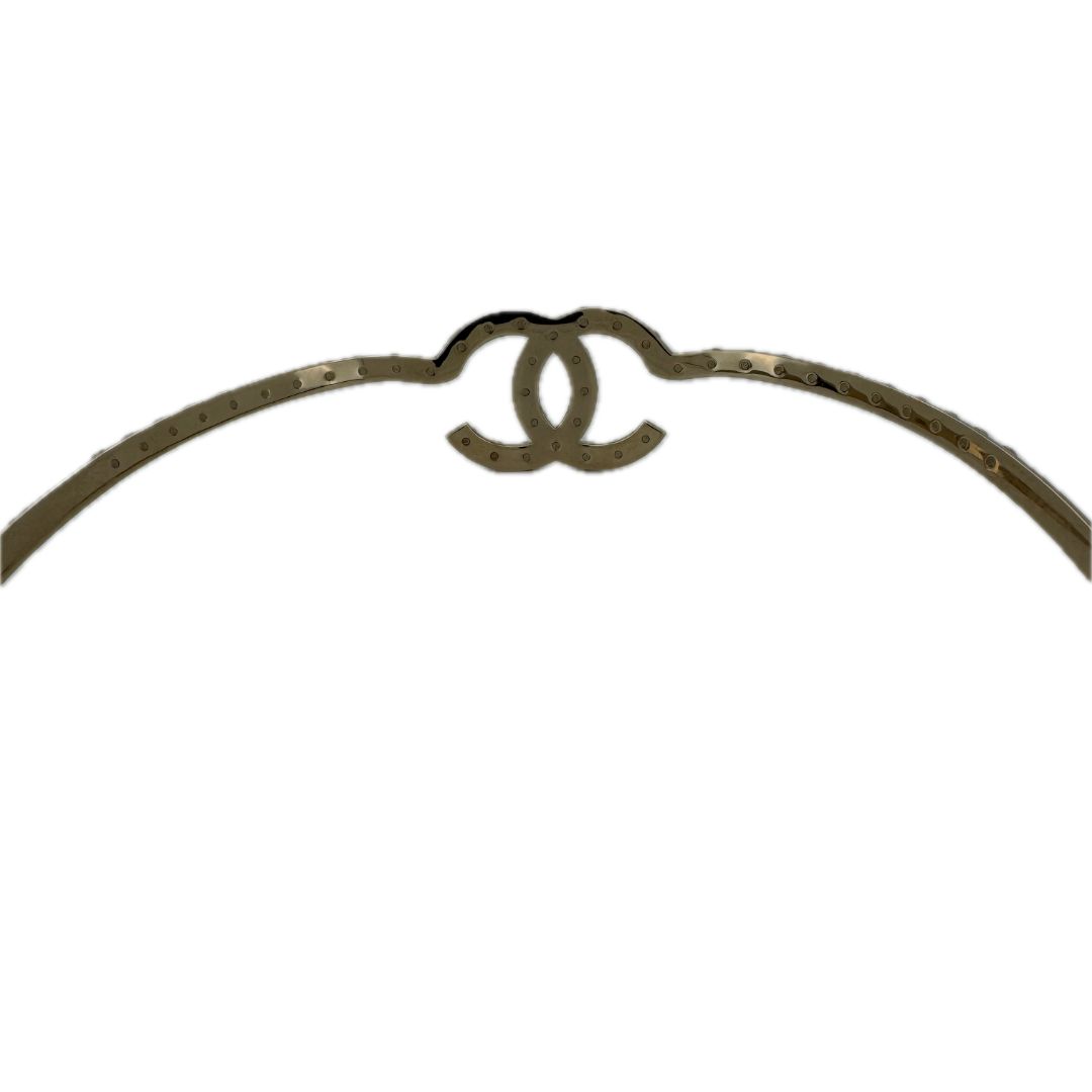 Chanel CC Logo Headband Tiara Gold Metal - Lost Designer