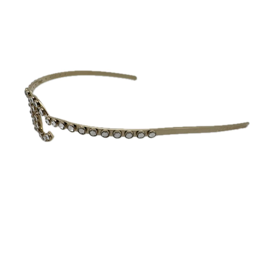 Chanel CC Logo Headband Tiara Gold Metal - Lost Designer