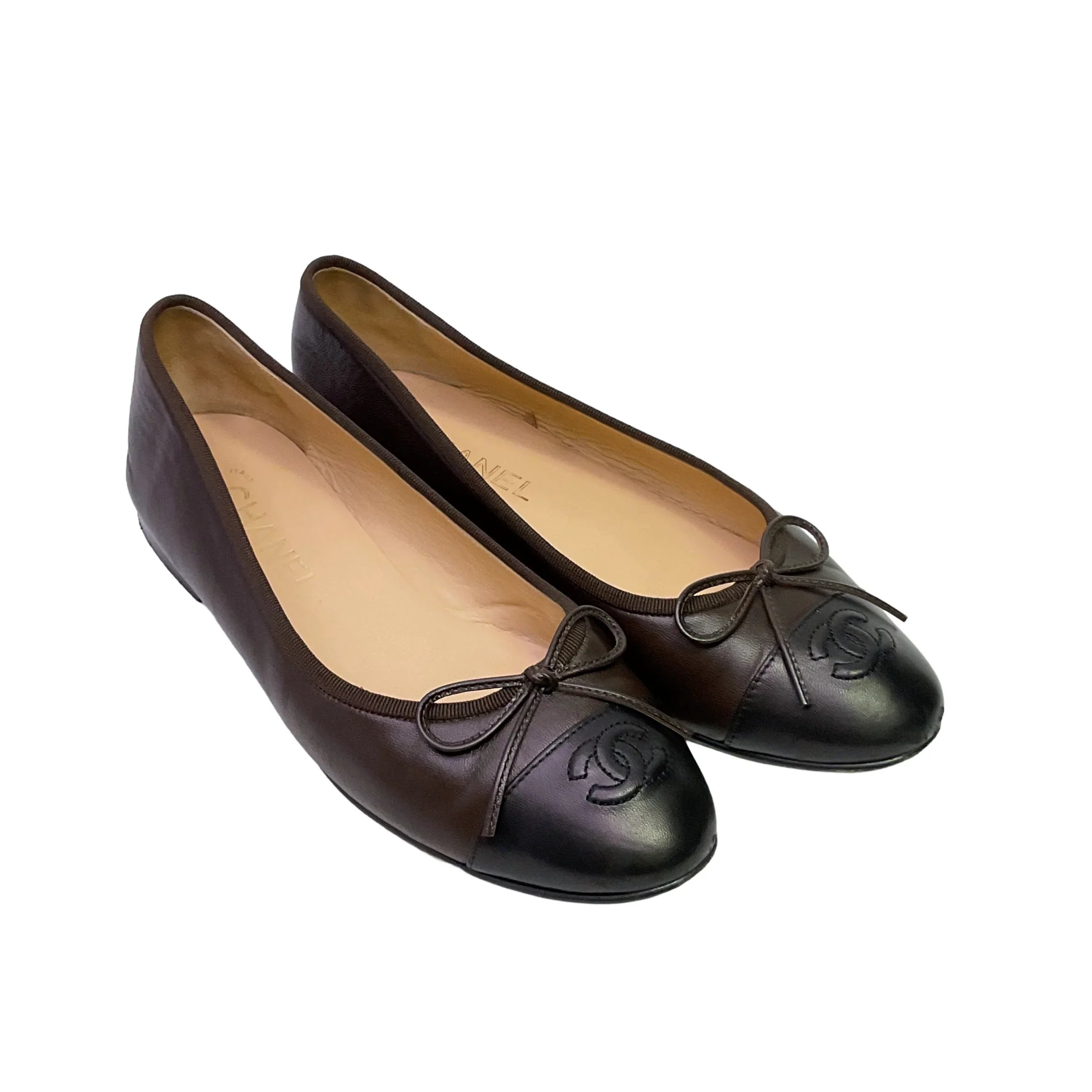 Chanel Brown Ballerina Flats Ballet size 38.5 - Lost Designer