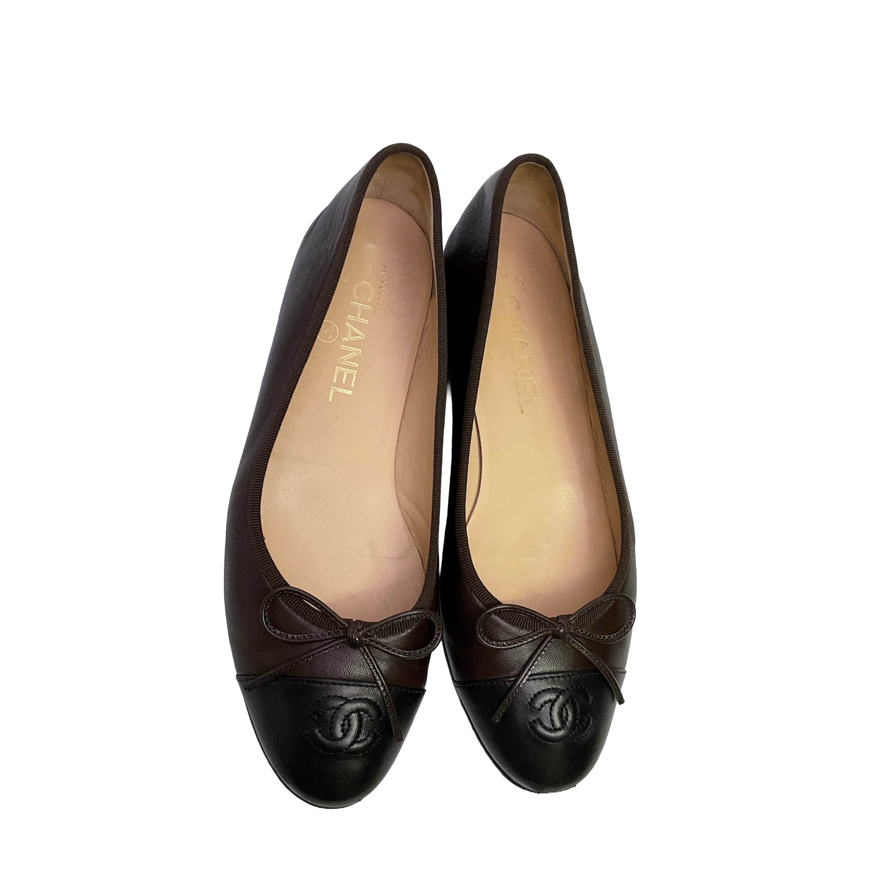 Chanel Brown Ballerina Flats Ballet size 38.5 - Lost Designer