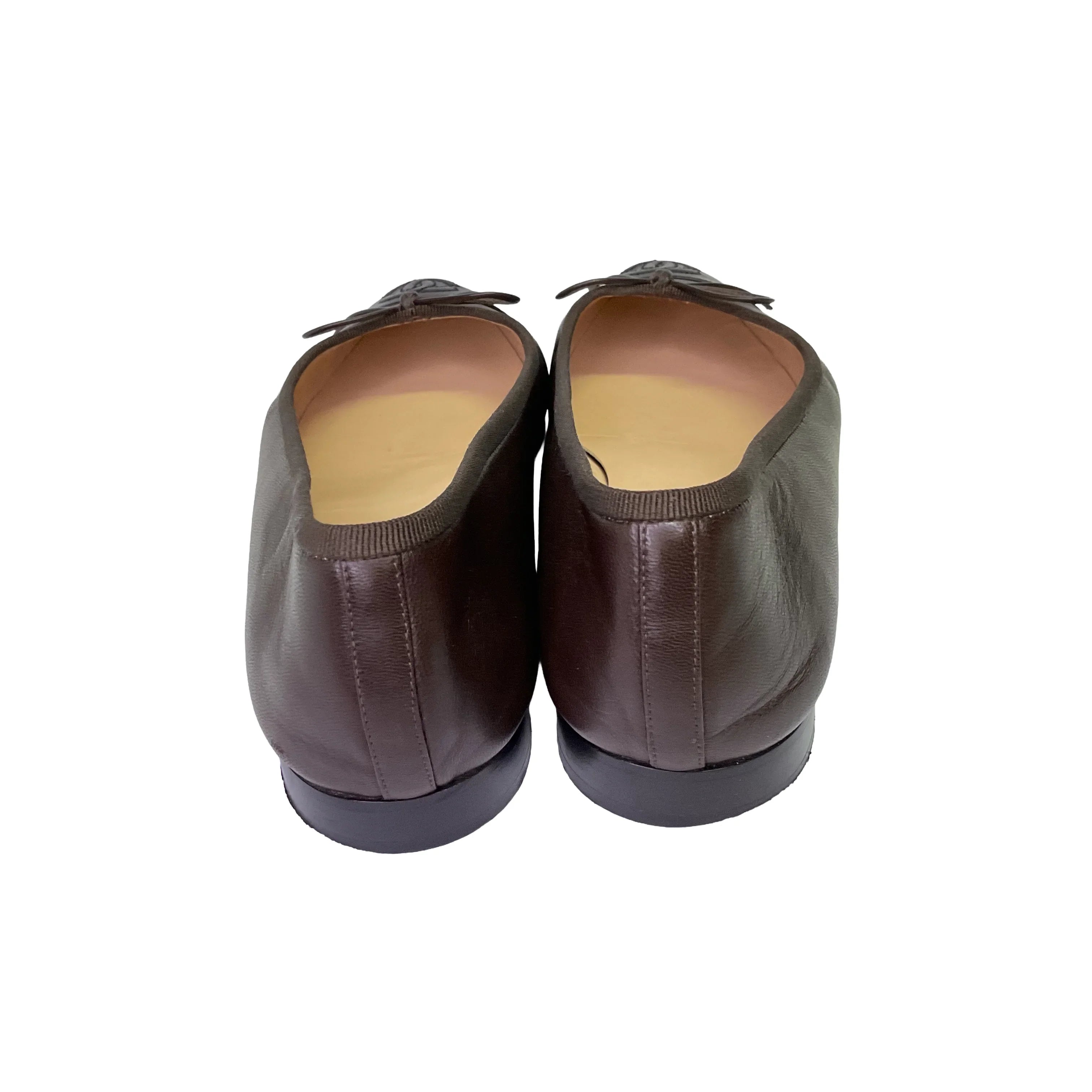 Chanel Brown Ballerina Flats Ballet size 38.5 - Lost Designer