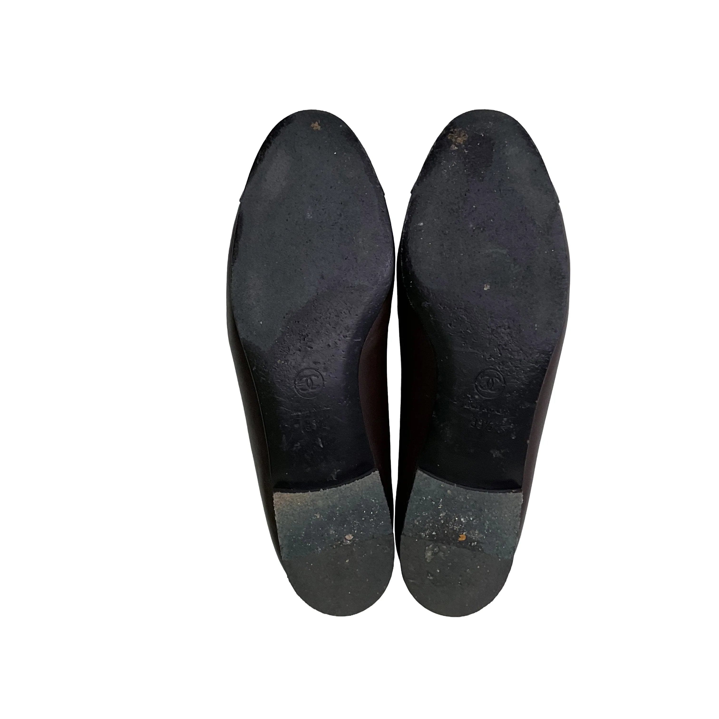 Chanel Brown Ballerina Flats Ballet size 38.5 - Lost Designer