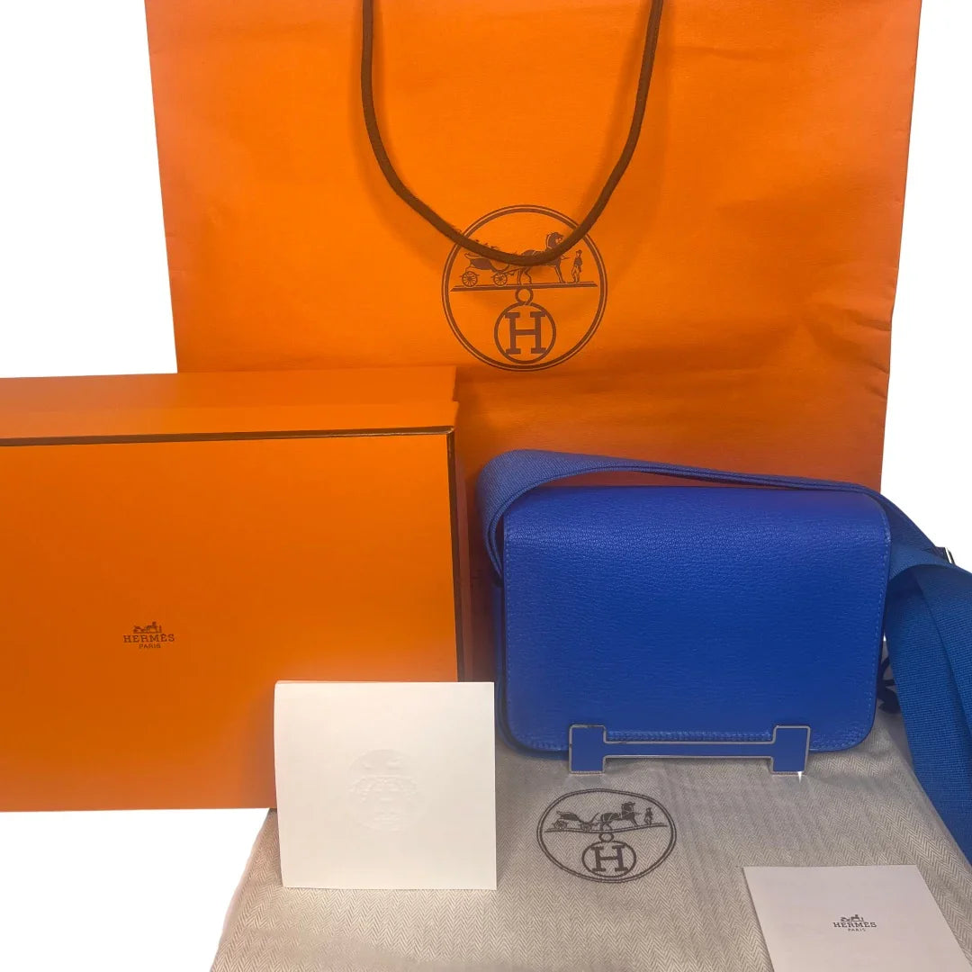 HERMÈS Geta Bag Bleu Electrique Mysore Goatskin 2024 Stamp
