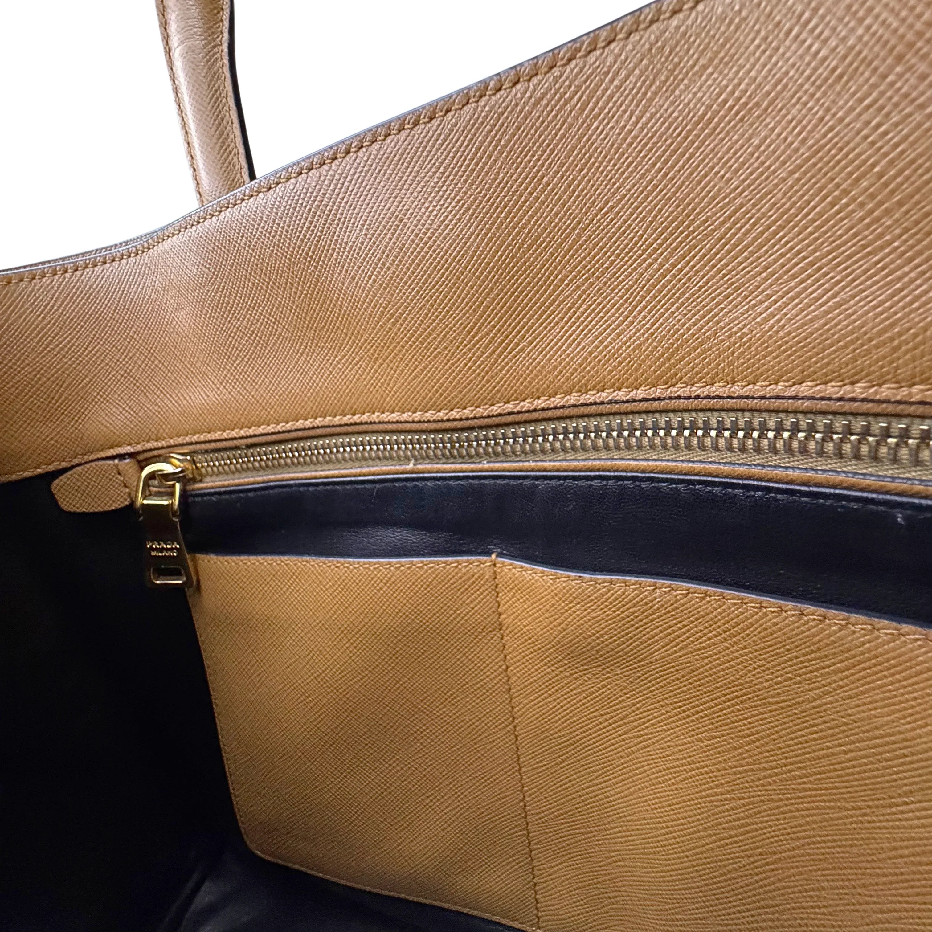 Prada Saffiano Handbag Leather Brown - Lost Designer