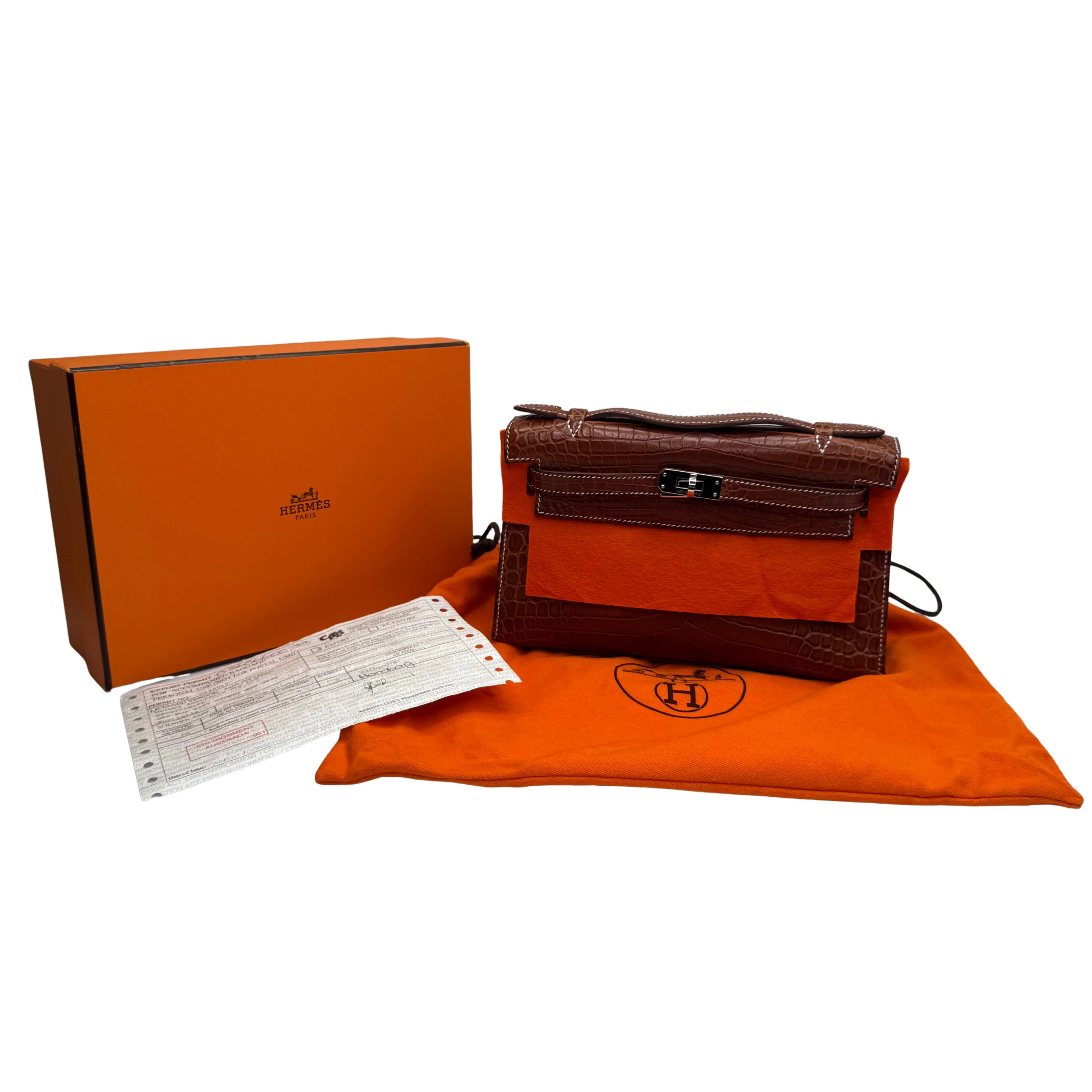 Hermes Kelly Pochette Fauve Niloticus Crocodile PHW □ J Stamp - Lost Designer