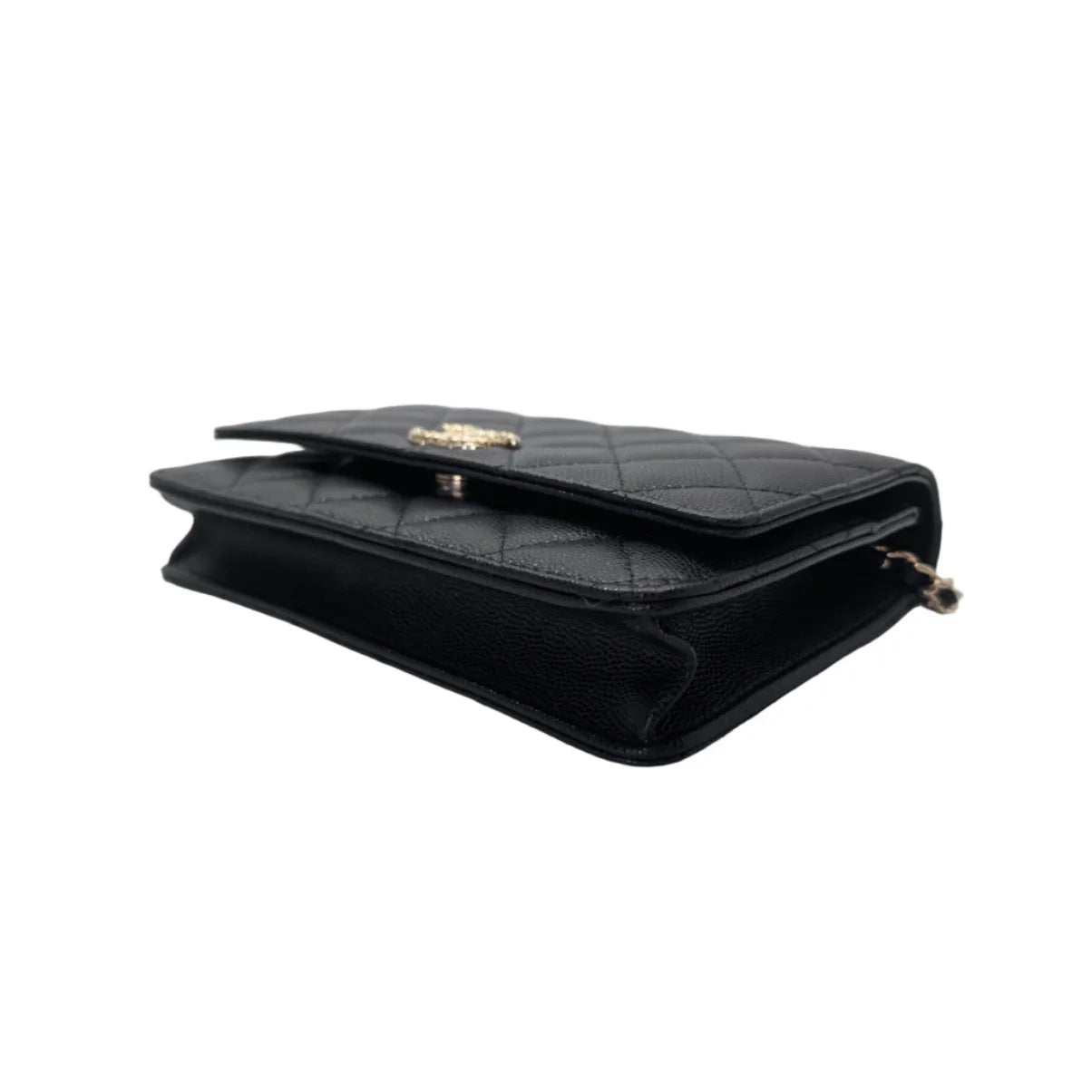 Chanel Caviar Quilted Wallet On Chain Microchip Shoulder Bag Black - Lost Designer