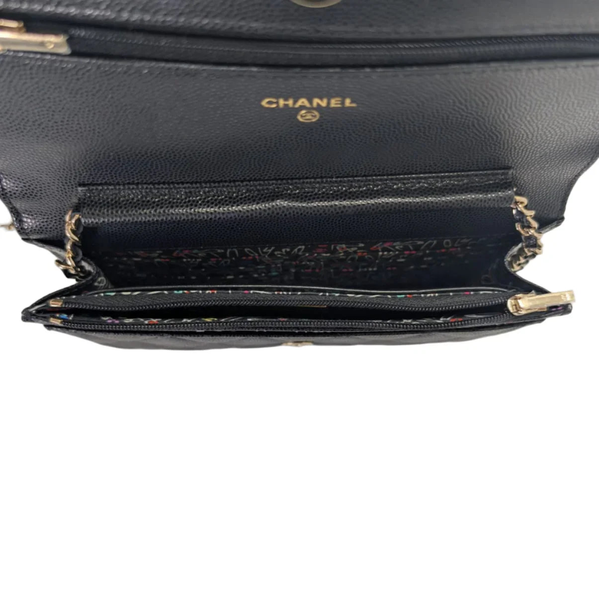 Chanel Caviar Quilted Wallet On Chain Microchip Shoulder Bag Black - Lost Designer
