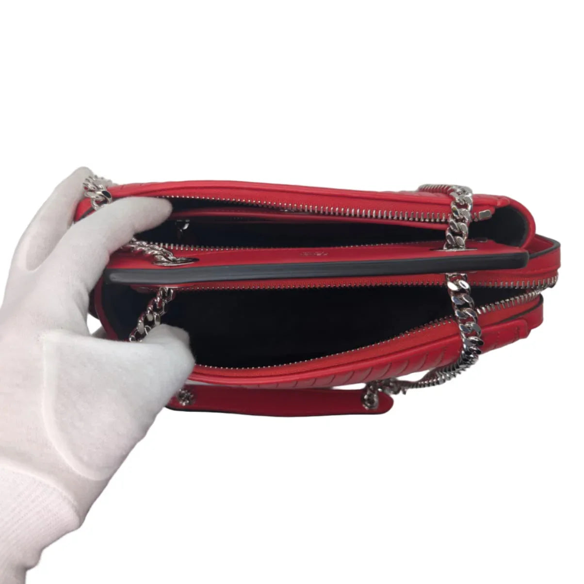 Fendi Dotcom Quilted Crossbody Bag Leather Red - Lost Designer