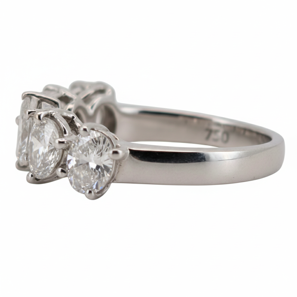 1.65Ct Natural Diamond Multi-Cut Band Ring In 18K White Gold