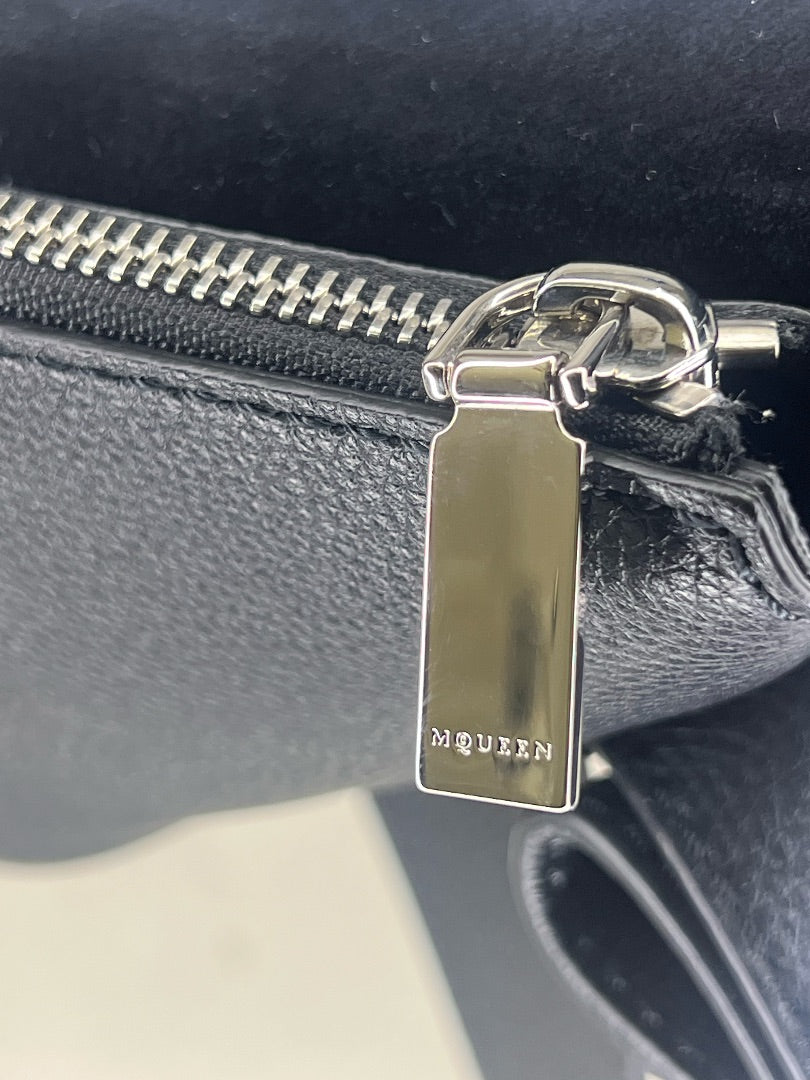 Alexander McQueen Black Leather T-Bar Sling Shoulder Bag