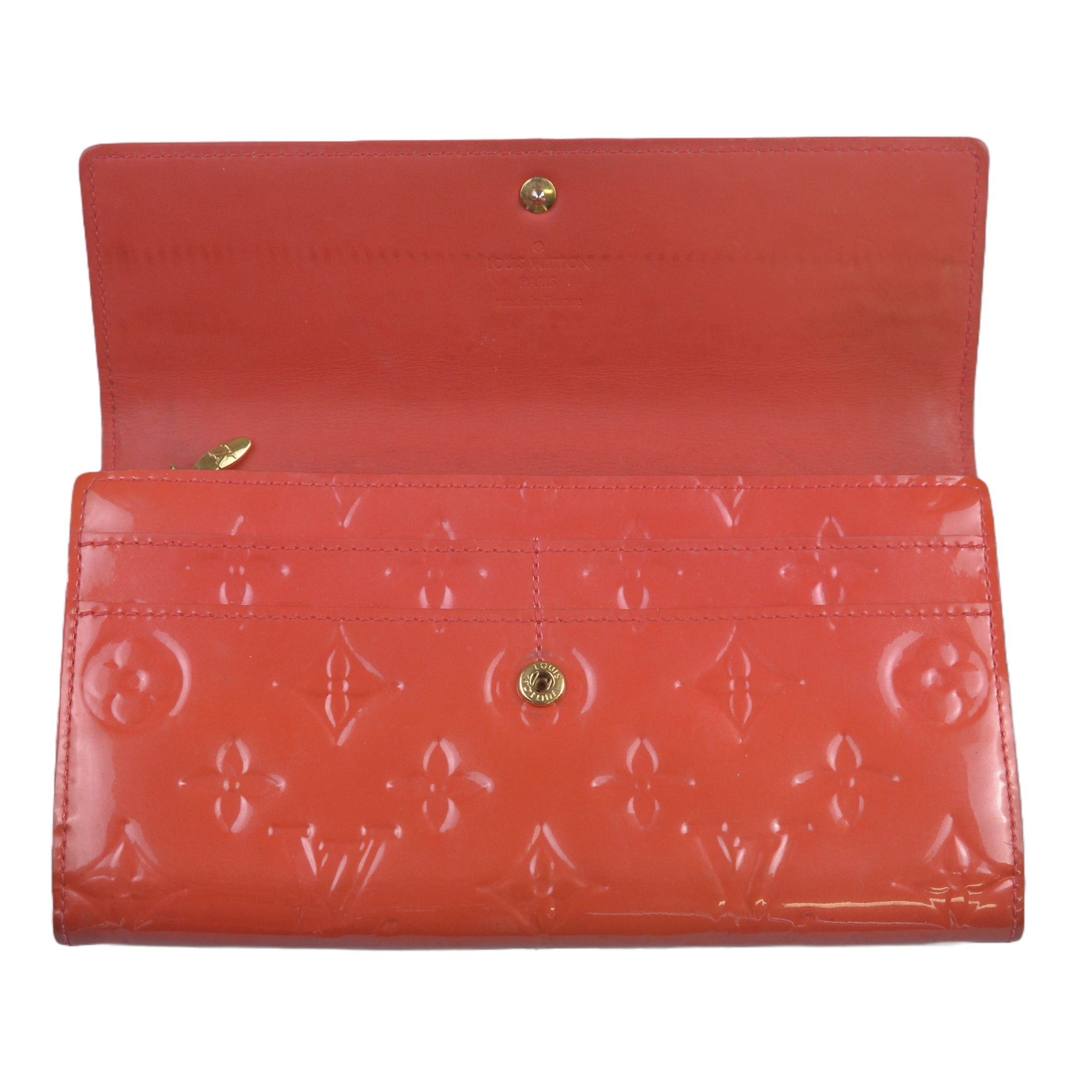 Louis Vuitton Vernis Monogram Sarah Long Wallet Red