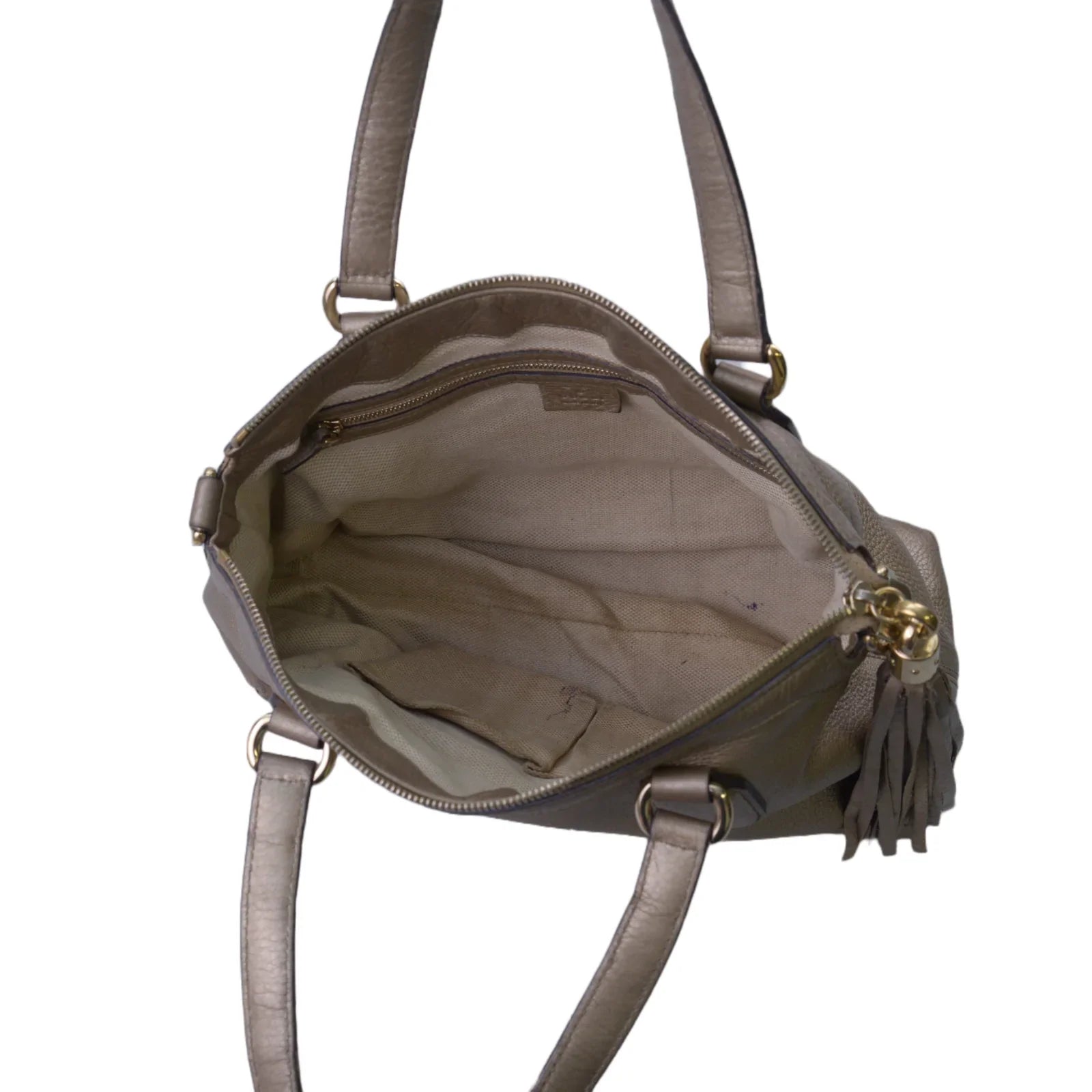 Gucci Interlocking GG Soho Working Tote Bag, Metallic Champagne - Lost Designer