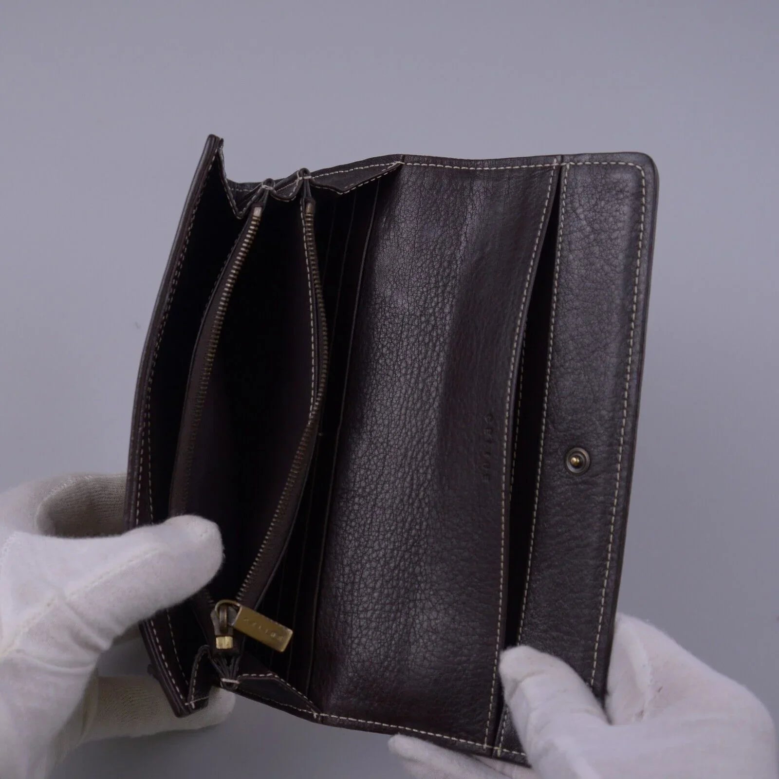 Celine Macadam Monogram Canvas X Leather Long Wallet Brown