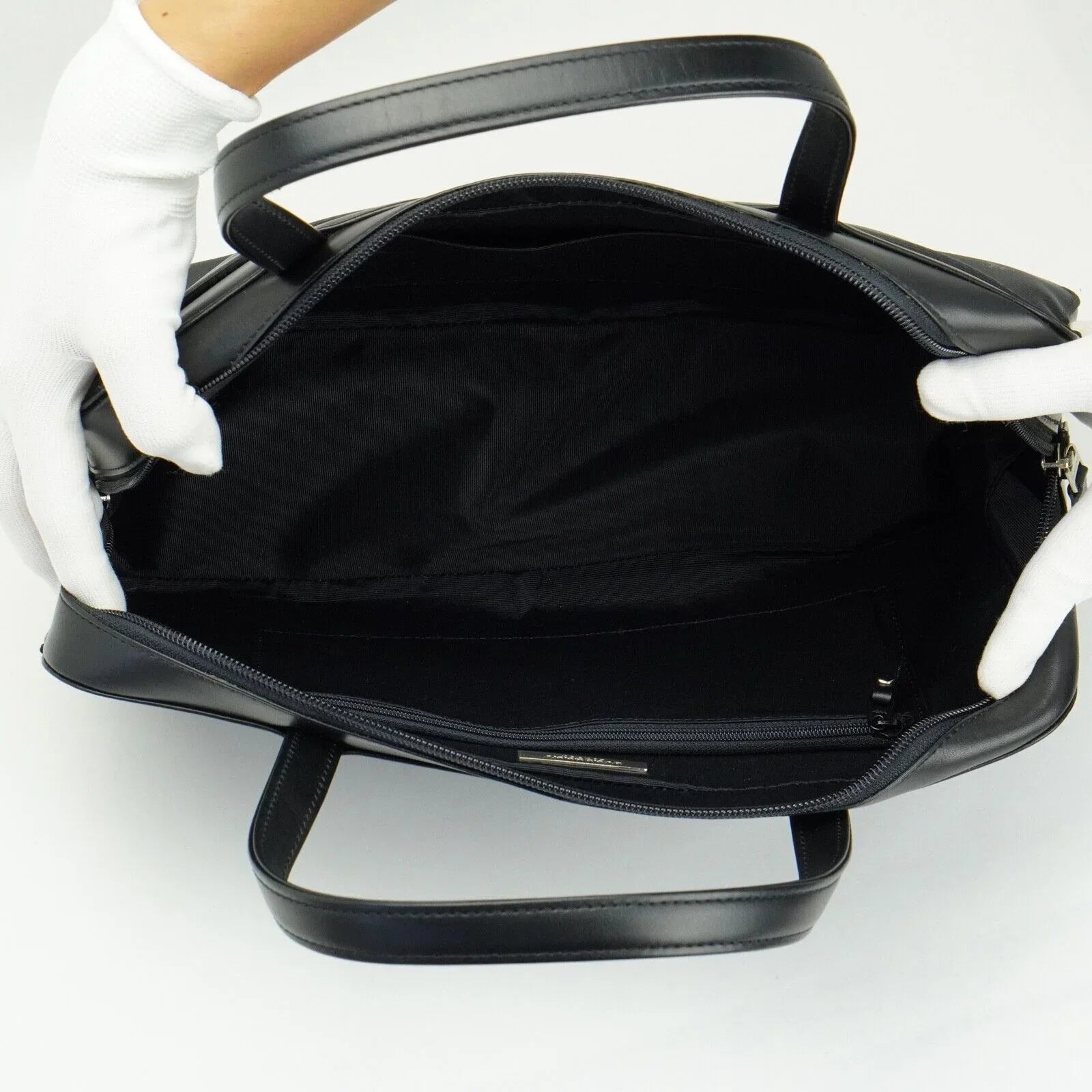 Burberry Nylon x Leather Checked Bag Black