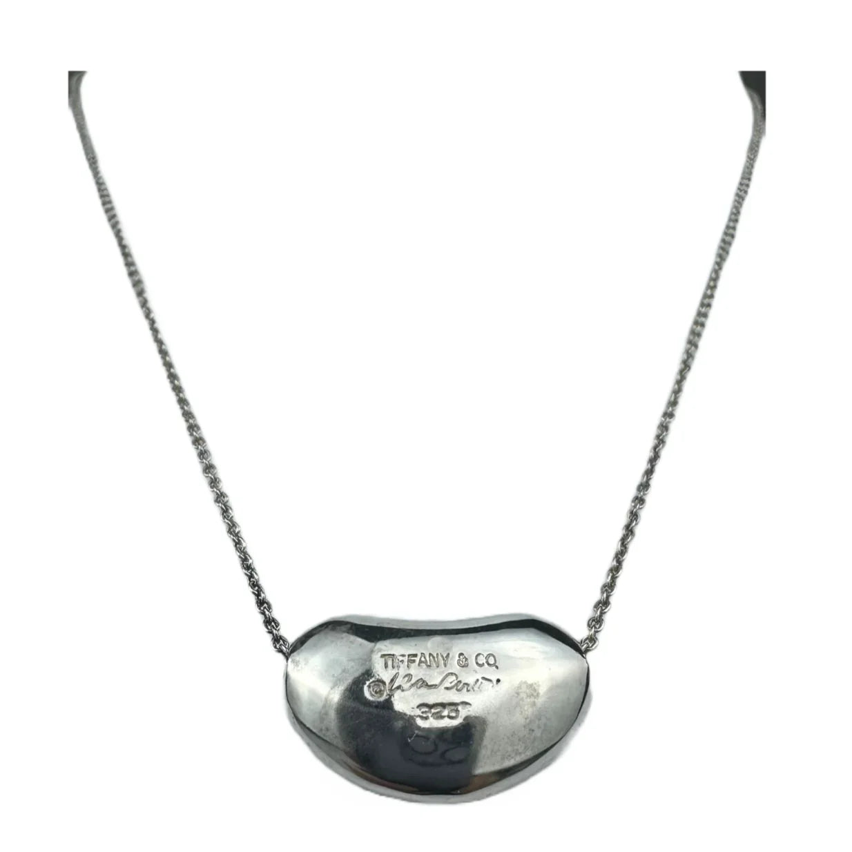Tiffany & Co Large Bean Pendant Necklace Sterling Silver