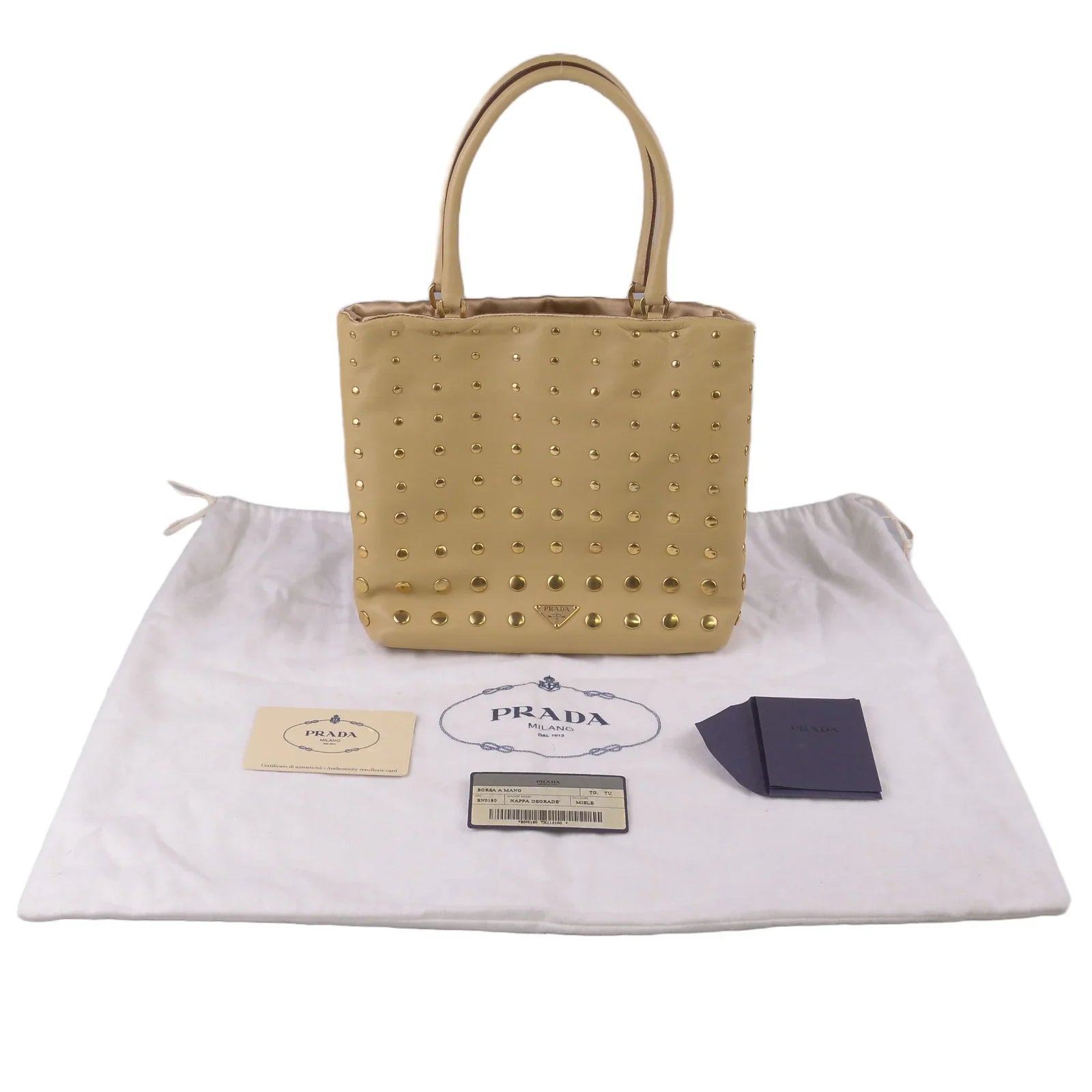 Prada Nappa Degrade Studded Mini Bag, Beige