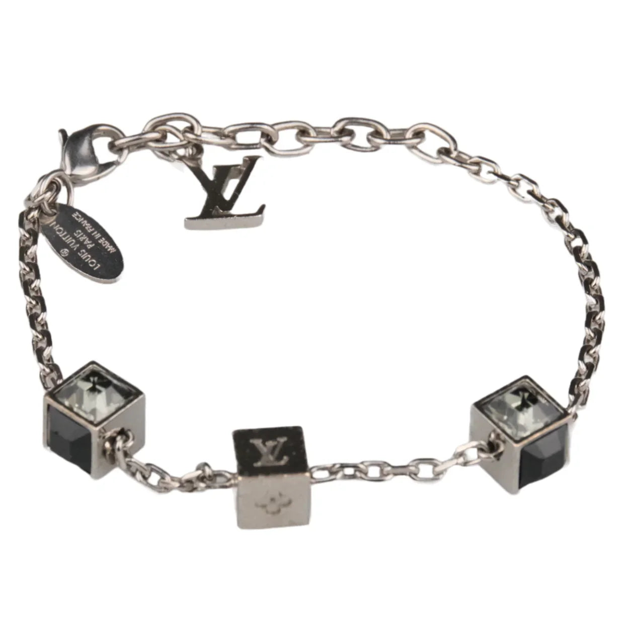 Louis Vuitton Silver Tone Gamble Crystal Bracelet - Lost Designer