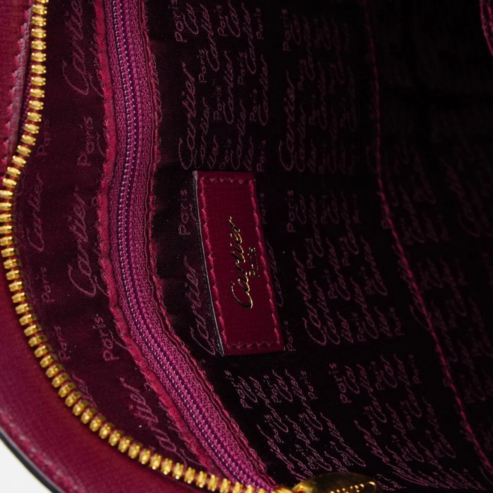 Cartier Leather Rounder Handbag Burgundy