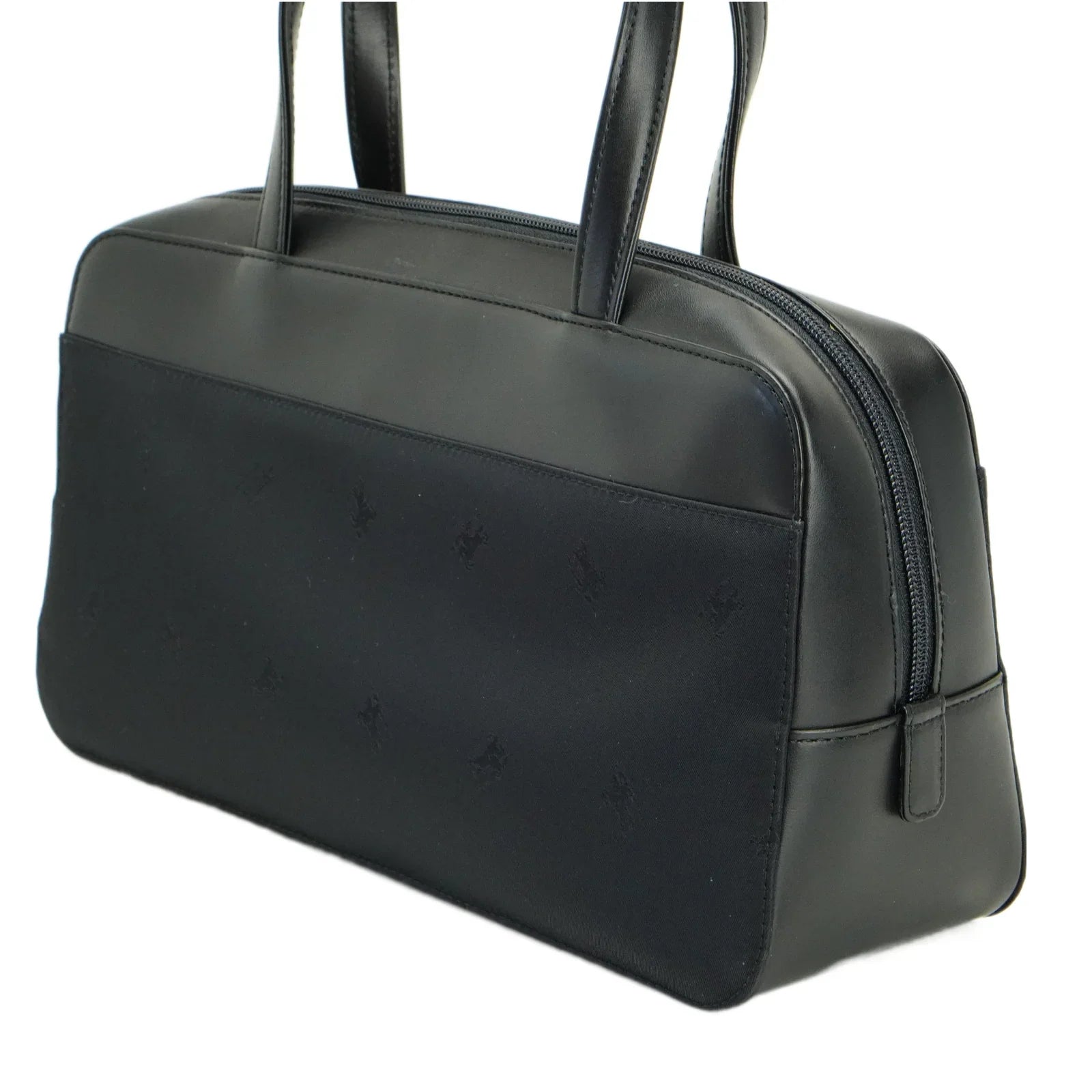 Burberry Nylon x Leather Checked Bag Black