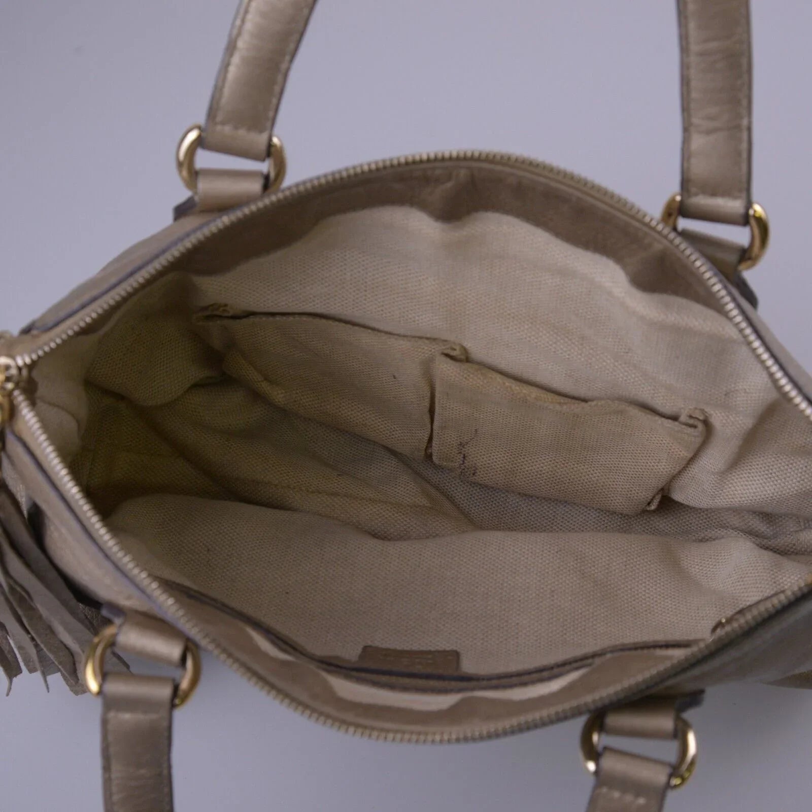 Gucci Interlocking GG Soho Working Tote Bag, Metallic Champagne - Lost Designer