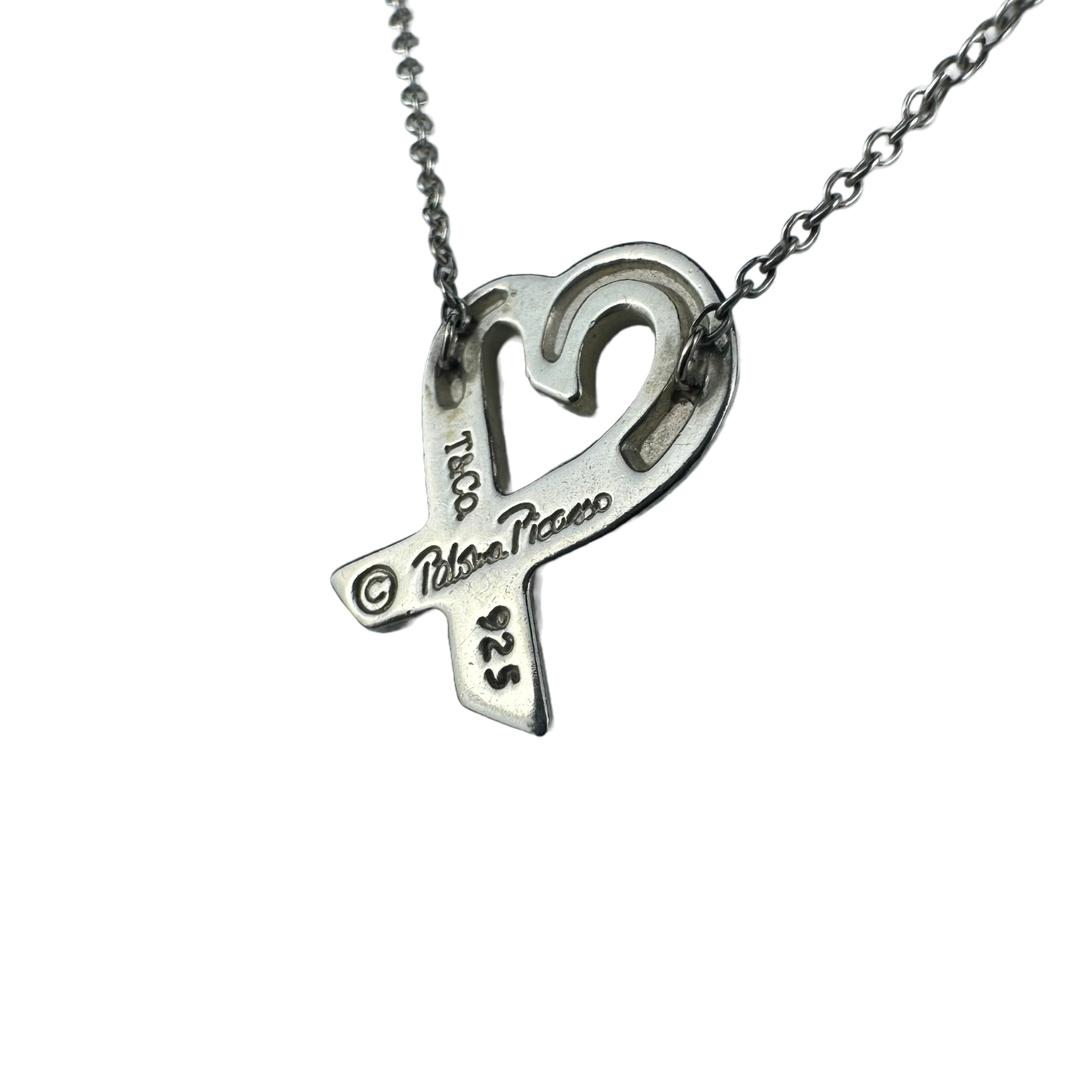 Tiffany & Co Paloma Picasso Loving Heart Pendant Necklace Sterling Silver